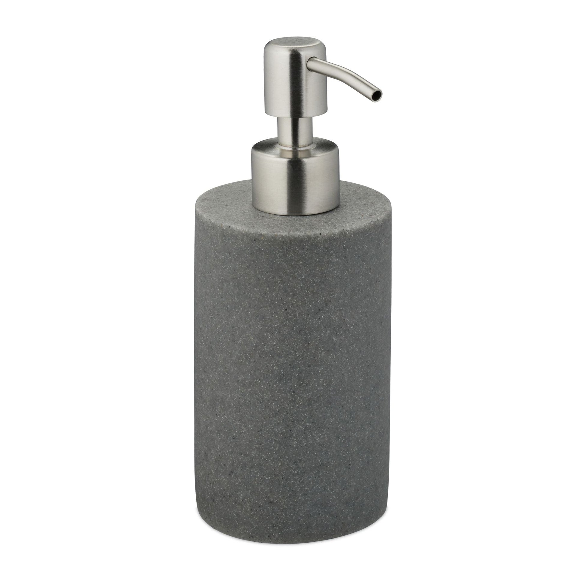 Runder Seifenspender Kunststein Silber-Grau von Relaxdays