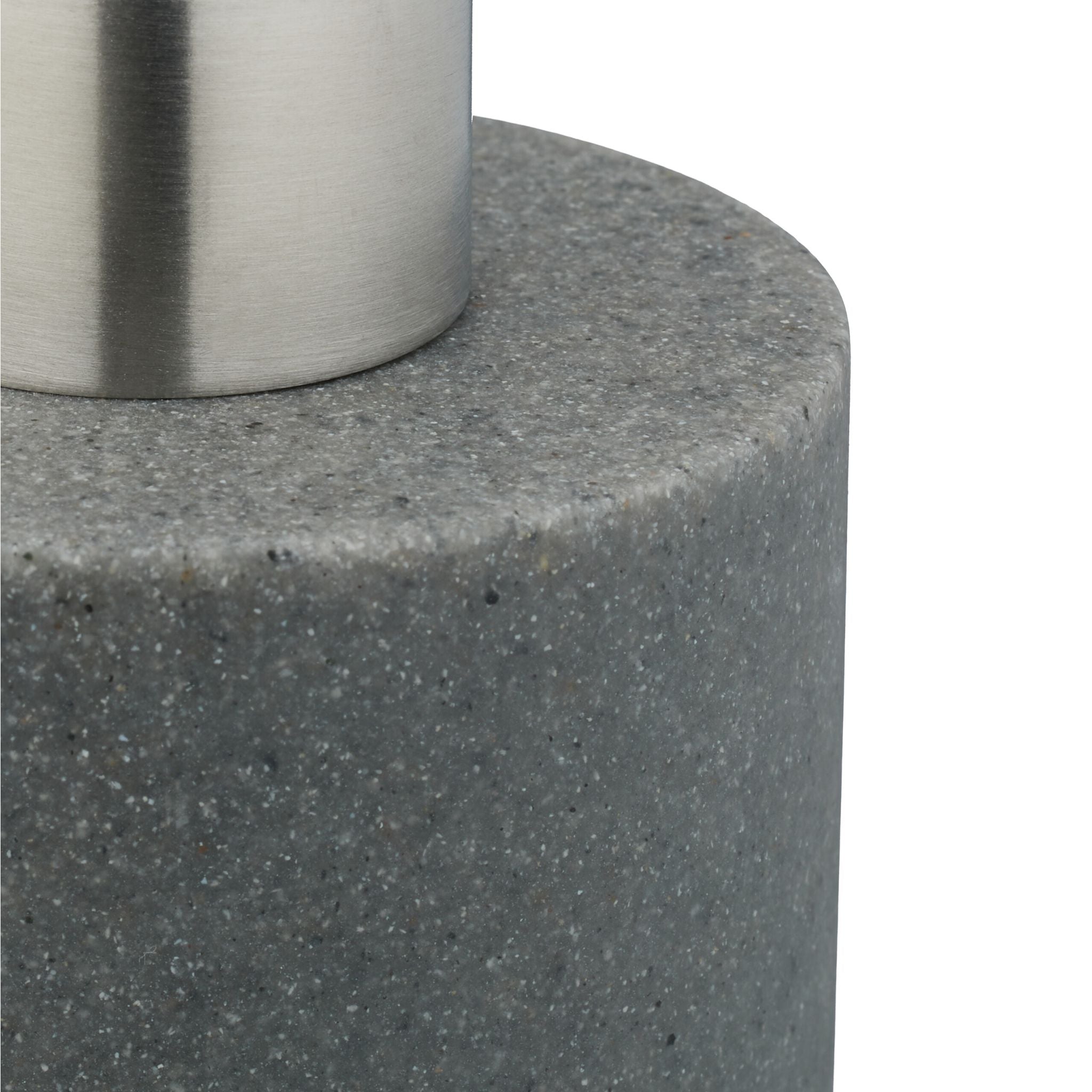 Runder Seifenspender Kunststein Silber-Grau von Relaxdays