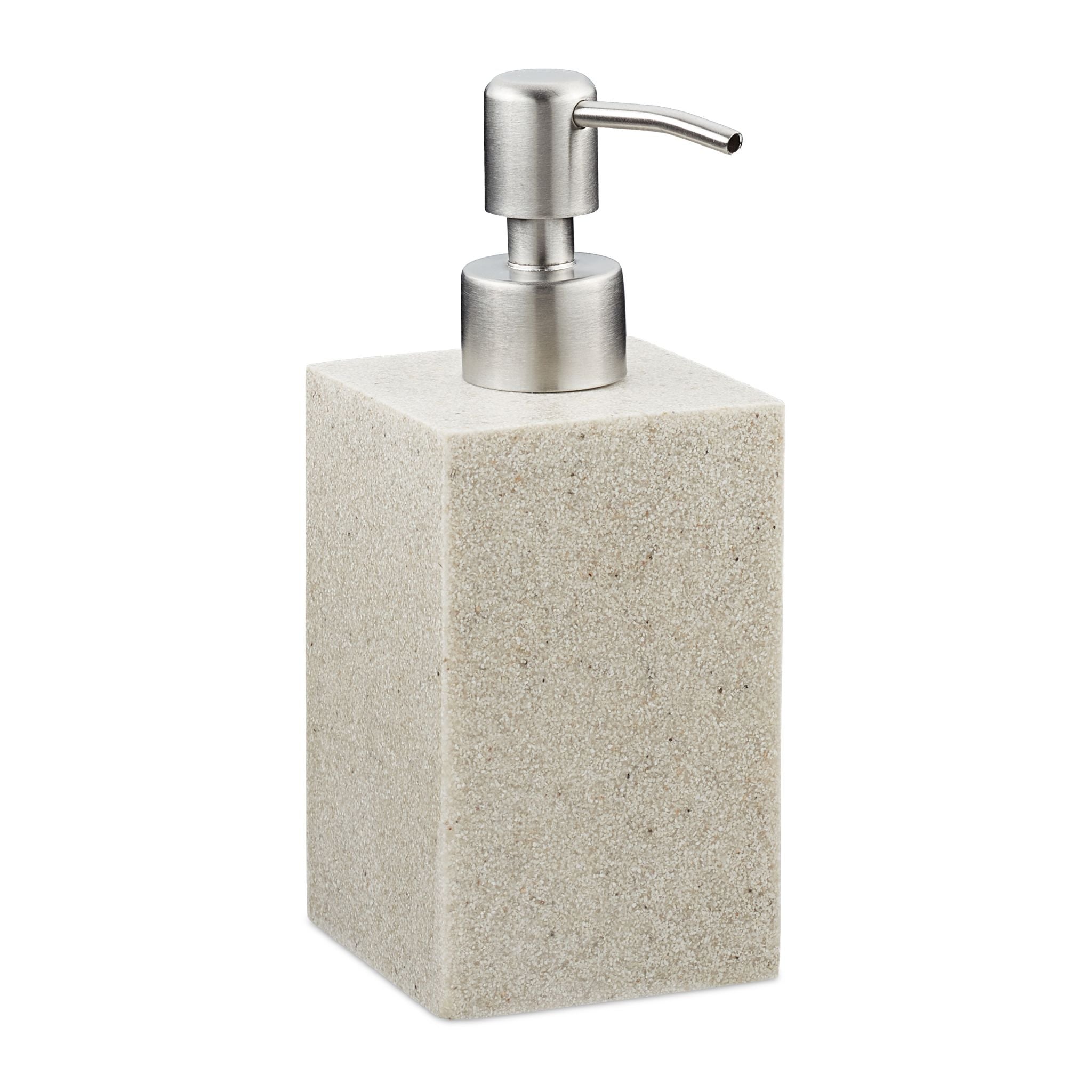 Seifenspender Edelstahlpumpe eckig Creme-Silber