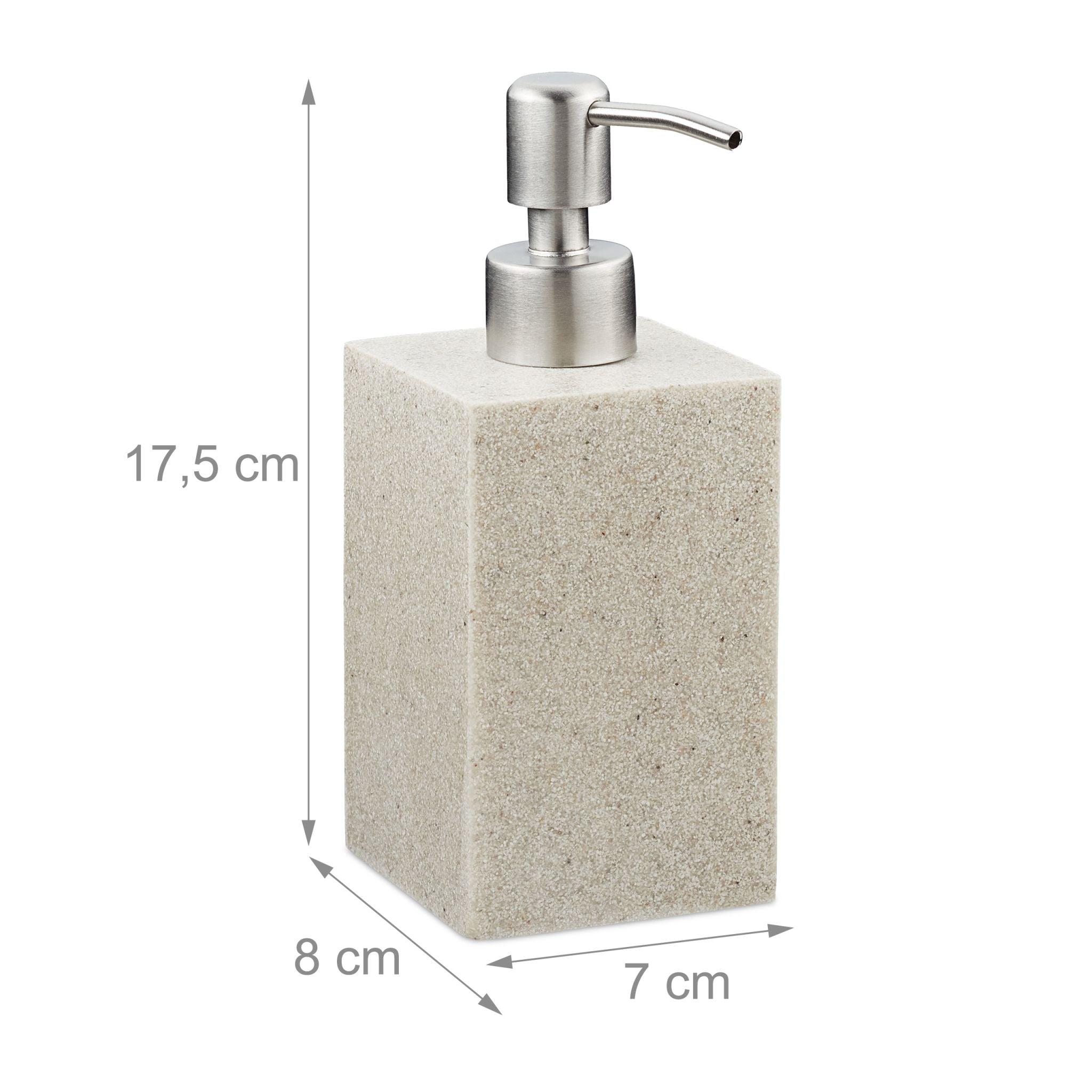 Seifenspender Edelstahlpumpe eckig Creme-Silber
