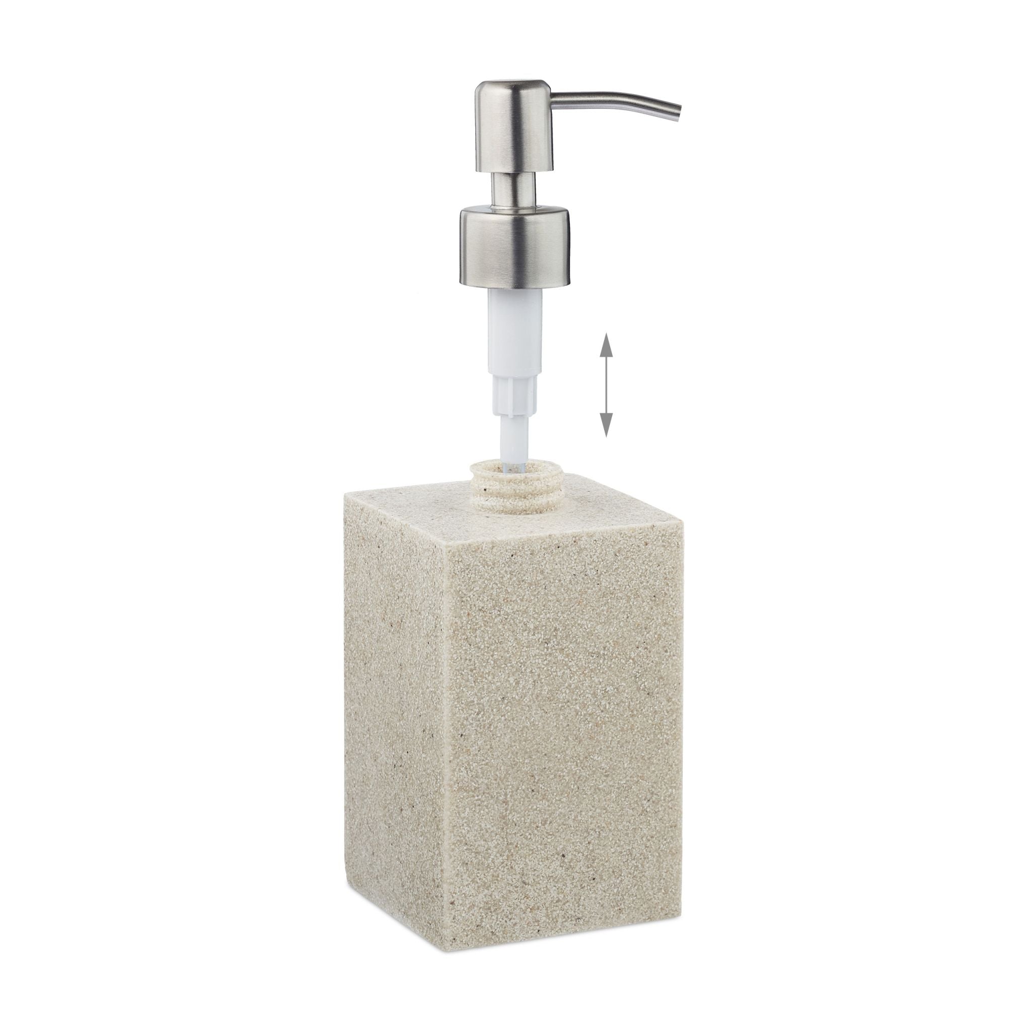 Seifenspender Edelstahlpumpe eckig Creme-Silber