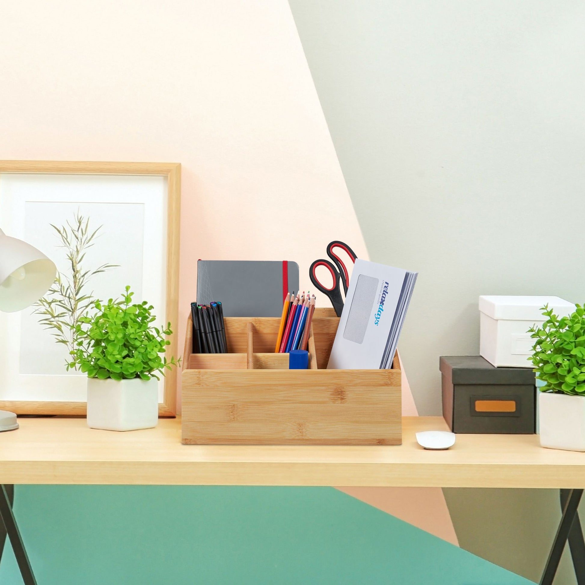 Schreibtisch Organizer Bambus Hellbraun von Relaxdays