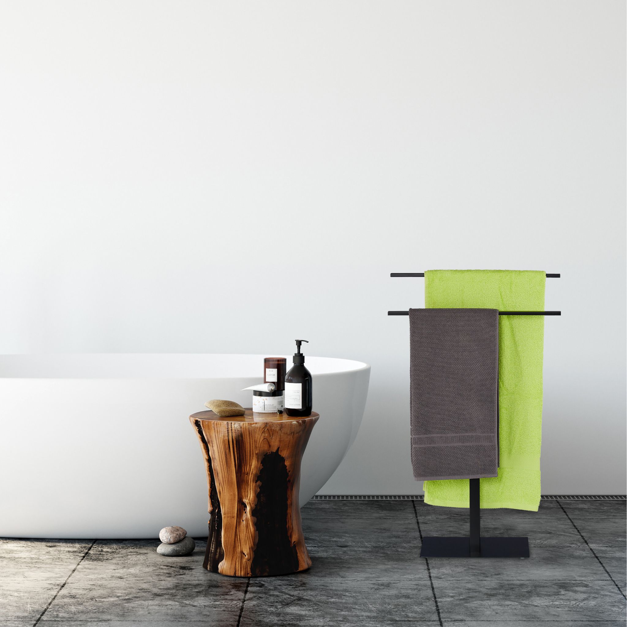 Handtuchständer mit 2 Stangen Schwarz von Relaxdays
