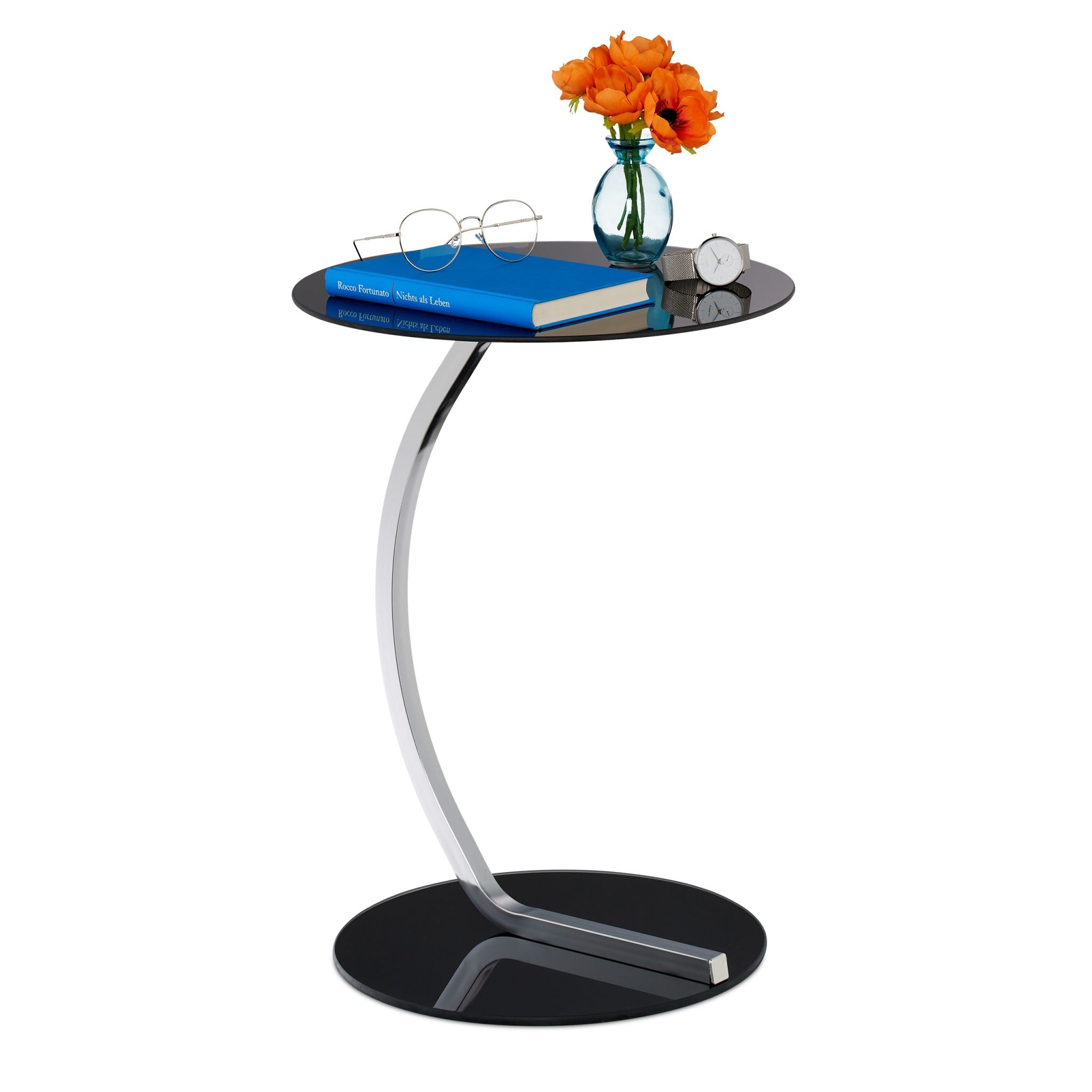 Beistelltisch Glas Schwarz-Silber von Relaxdays