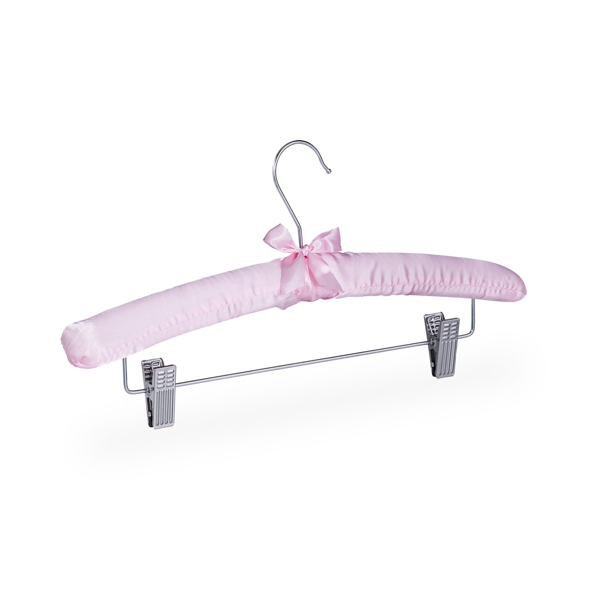 Satin Kleiderbügel mit Klammern Rosa-Silber von Relaxdays