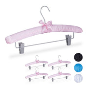 Satin Kleiderbügel mit Klammern Rosa-Silber von Relaxdays