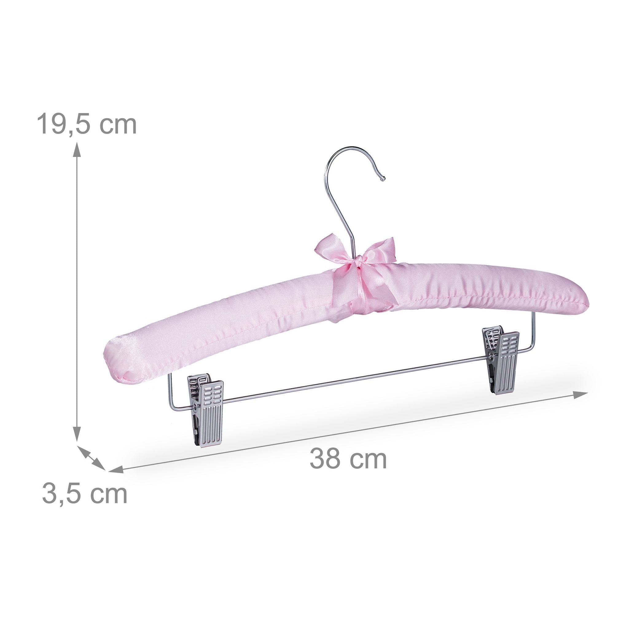 Satin Kleiderbügel mit Klammern Rosa-Silber von Relaxdays