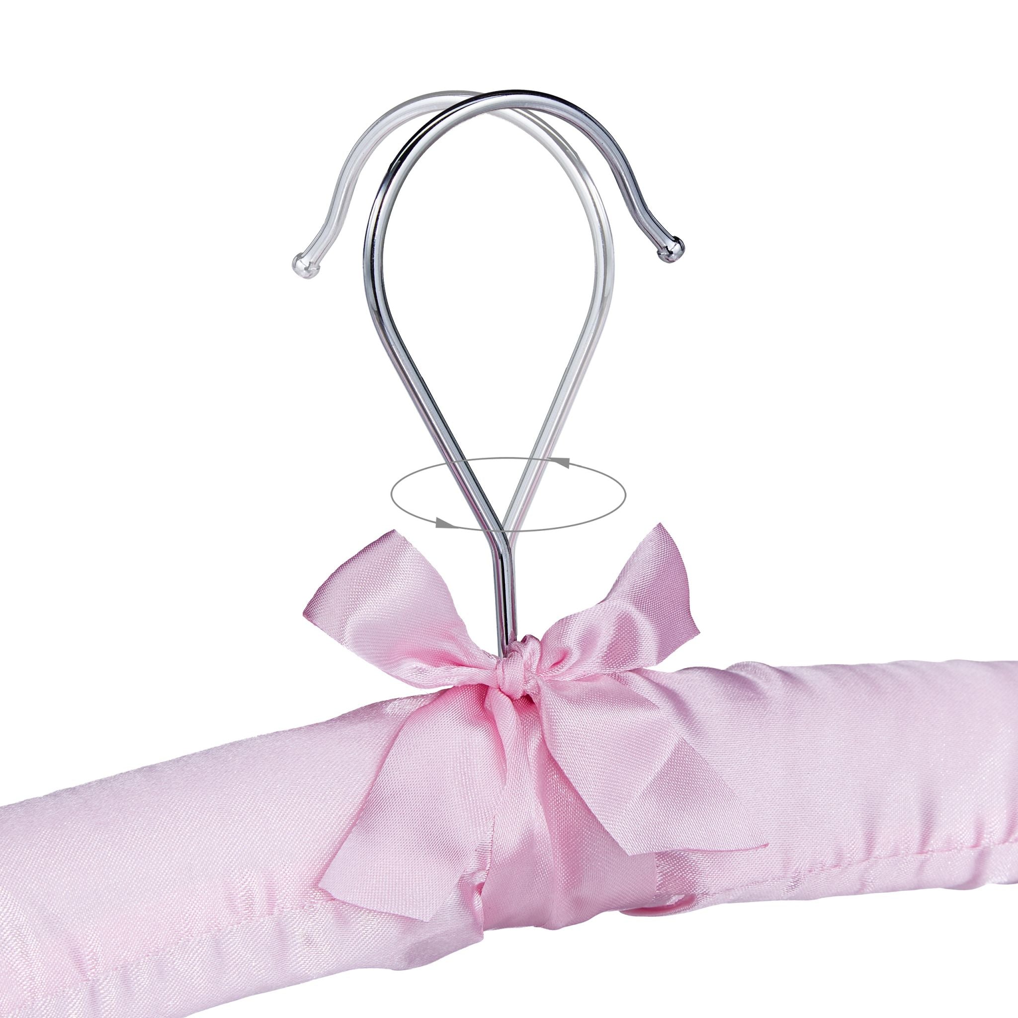 Satin Kleiderbügel mit Klammern Rosa-Silber von Relaxdays