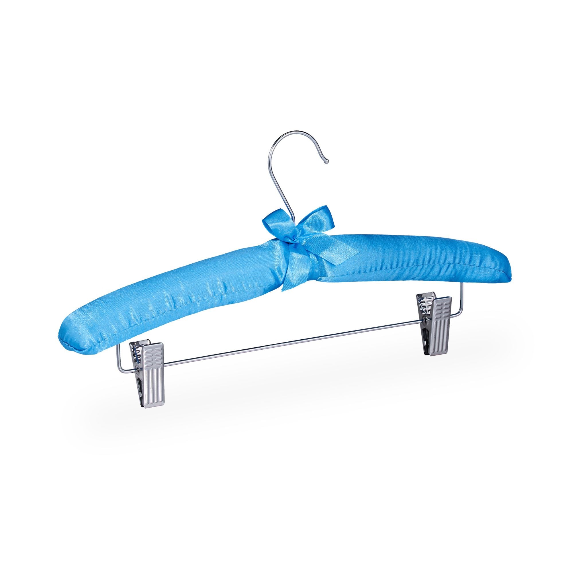 Satin Kleiderbügel mit Klammern Hellblau-Silber von Relaxdays