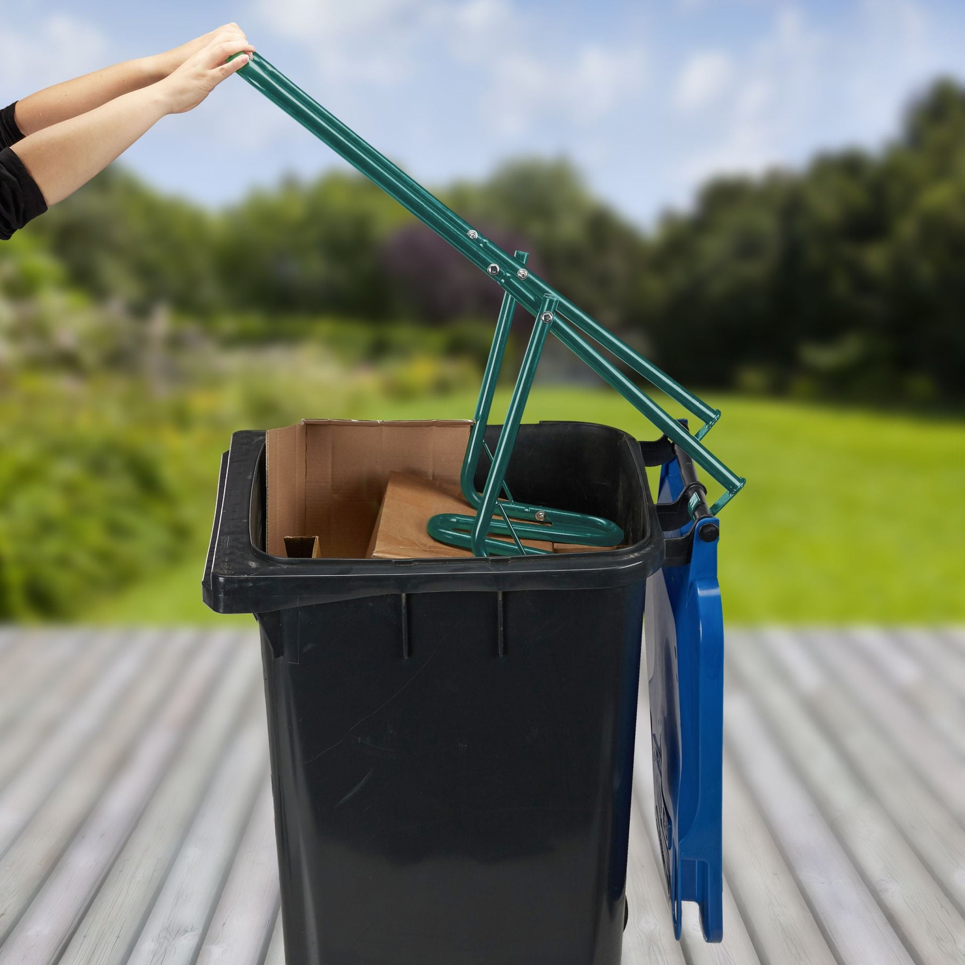 Müllpresse für die Mülltonne Dunkelgrün von Relaxdays