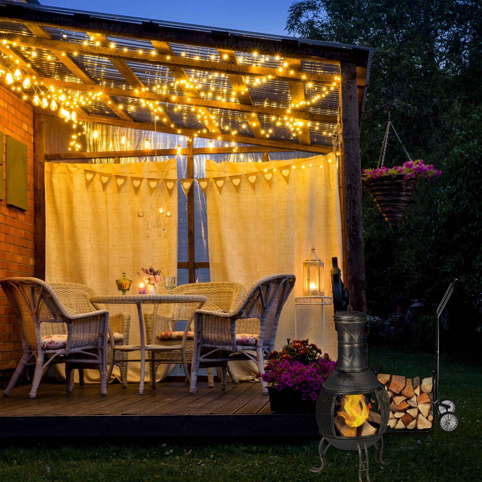 Kaminholzwagen mit Holzkorb Schwarz-Grau von Relaxdays