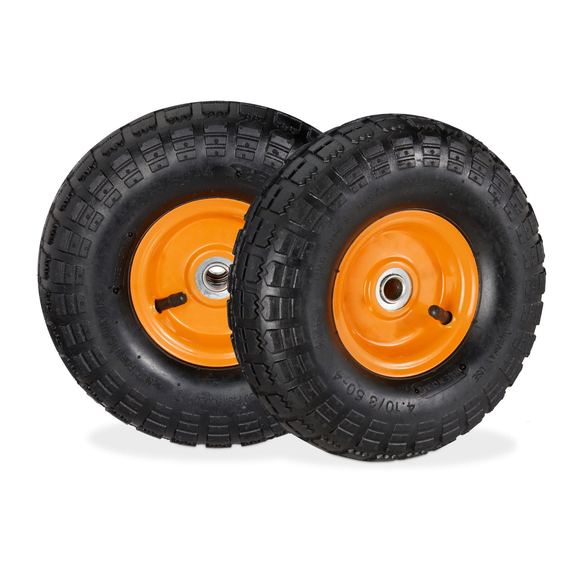 Sackkarrenrad 2er-Set 4.10 3.50-4 Orange-Schwarz von Relaxdays