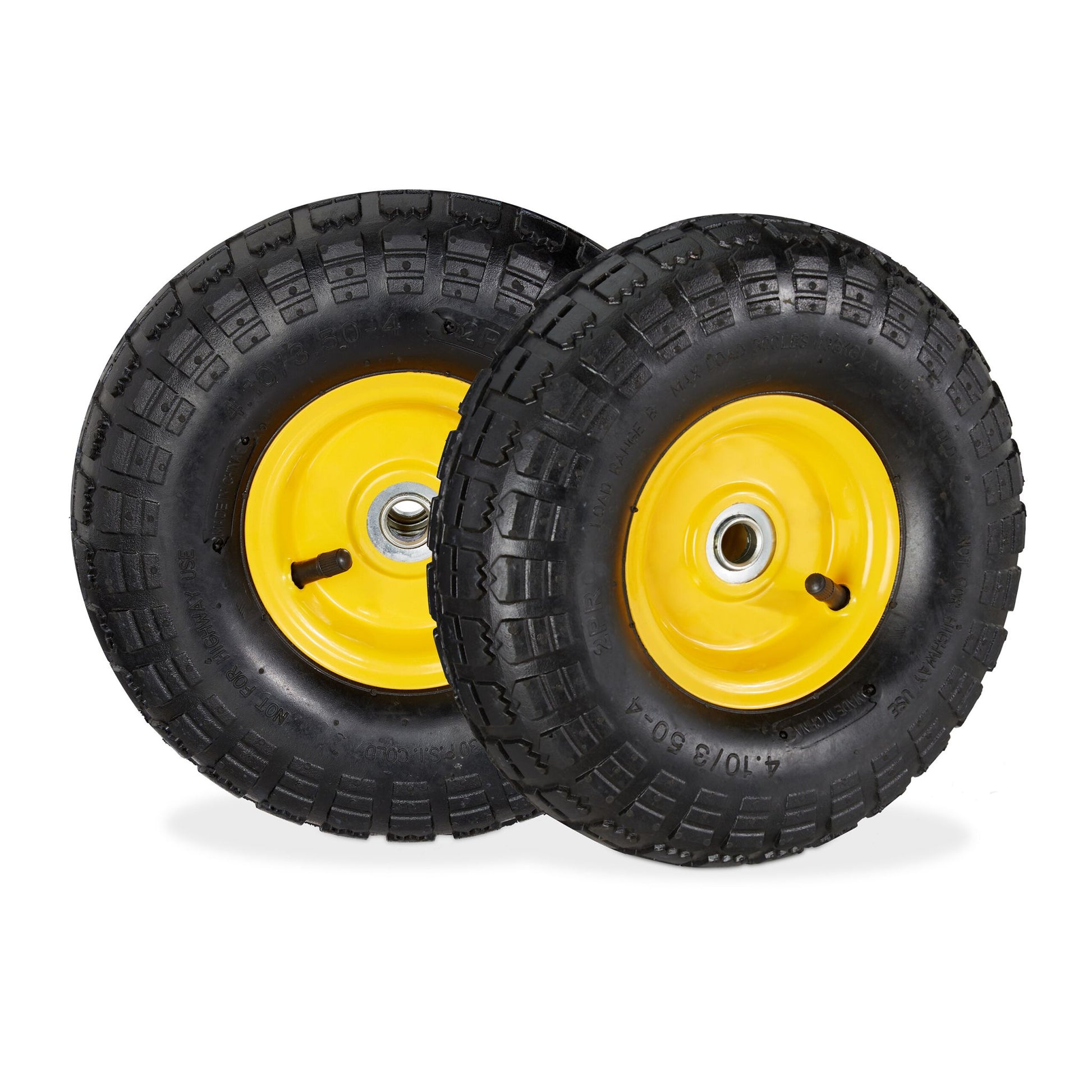 Sackkarrenrad 2er-Set 4.10 3.50-4 Gelb-Schwarz von Relaxdays