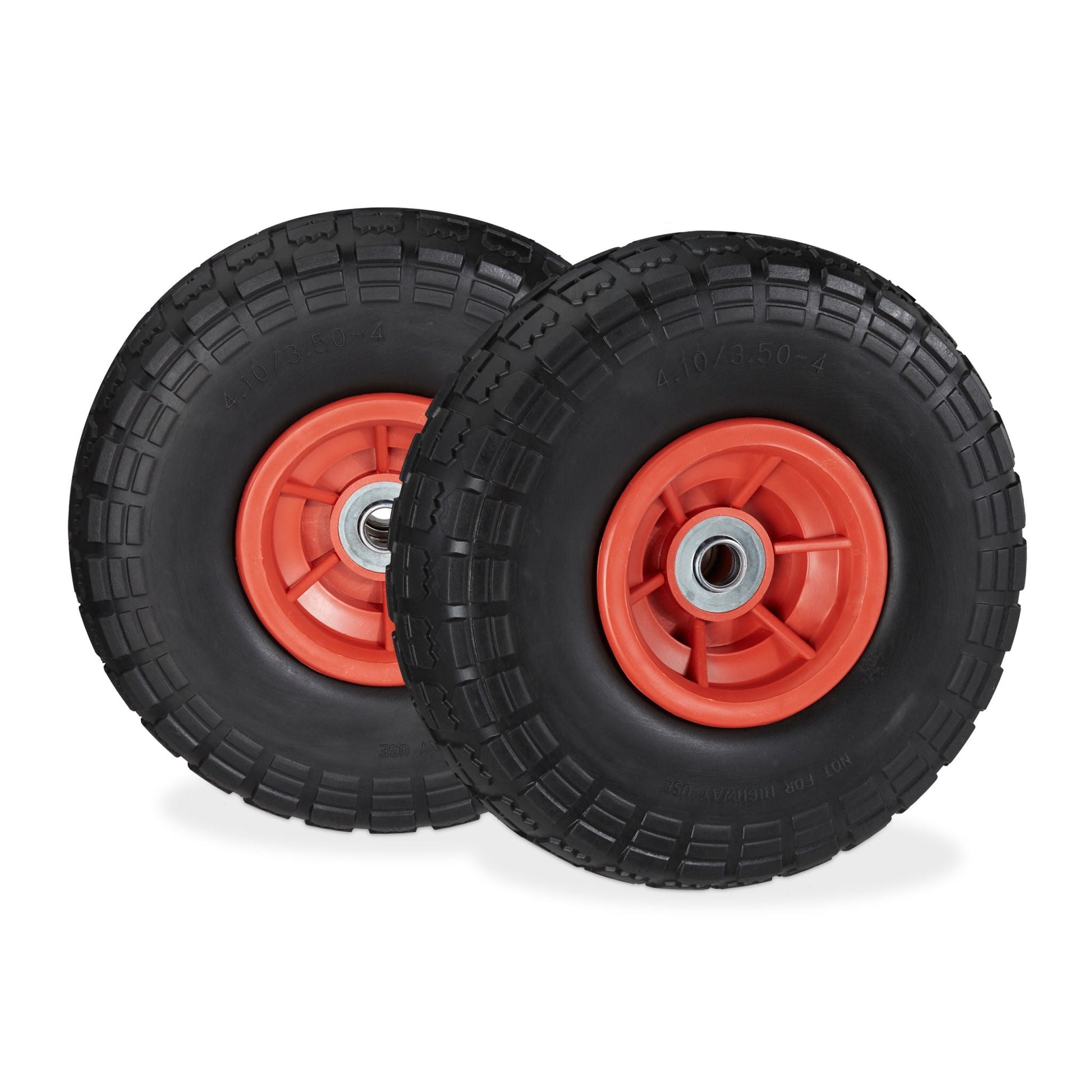 Sackkarrenrad PU 2er-Set 4.1/3.5-4 Rot-Schwarz von Relaxdays
