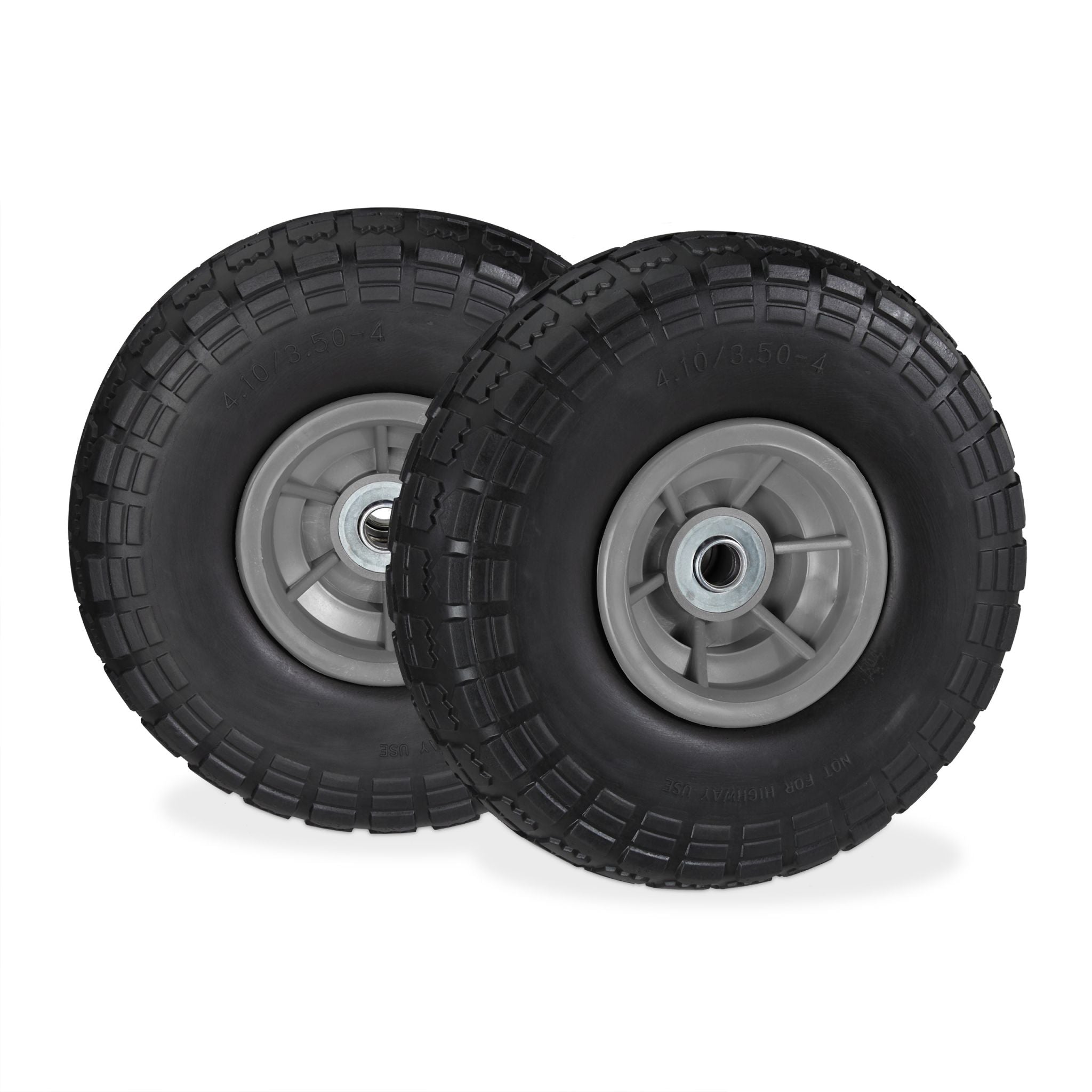 Sackkarrenrad PU 2er-Set 4.1/3.5-4 Schwarz-Grau von Relaxdays