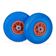 Sackkarrenrad PU 2er-Set 4.1/3.5-4 Blau-Rot von Relaxdays