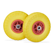 Sackkarrenrad PU 2er-Set 4.1/3.5-4 Gelb-Rot von Relaxdays