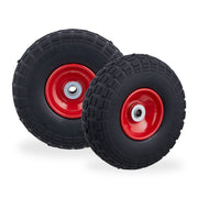 Sackkarrenrad PU 2er-Set Rot-Schwarz von Relaxdays