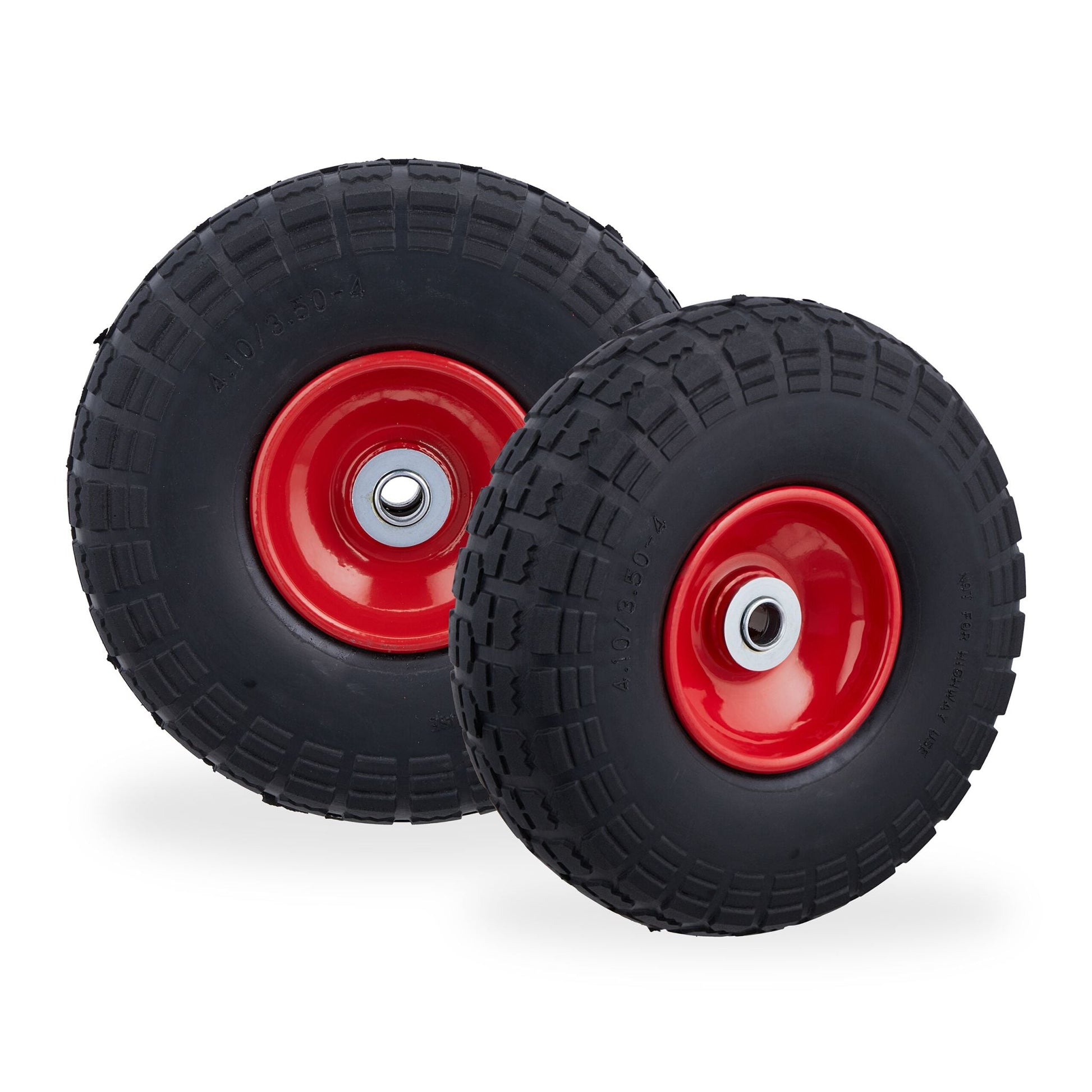 Sackkarrenrad PU 2er-Set Rot-Schwarz von Relaxdays