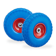 Sackkarrenrad PU 2er-Set Blau-Rot von Relaxdays
