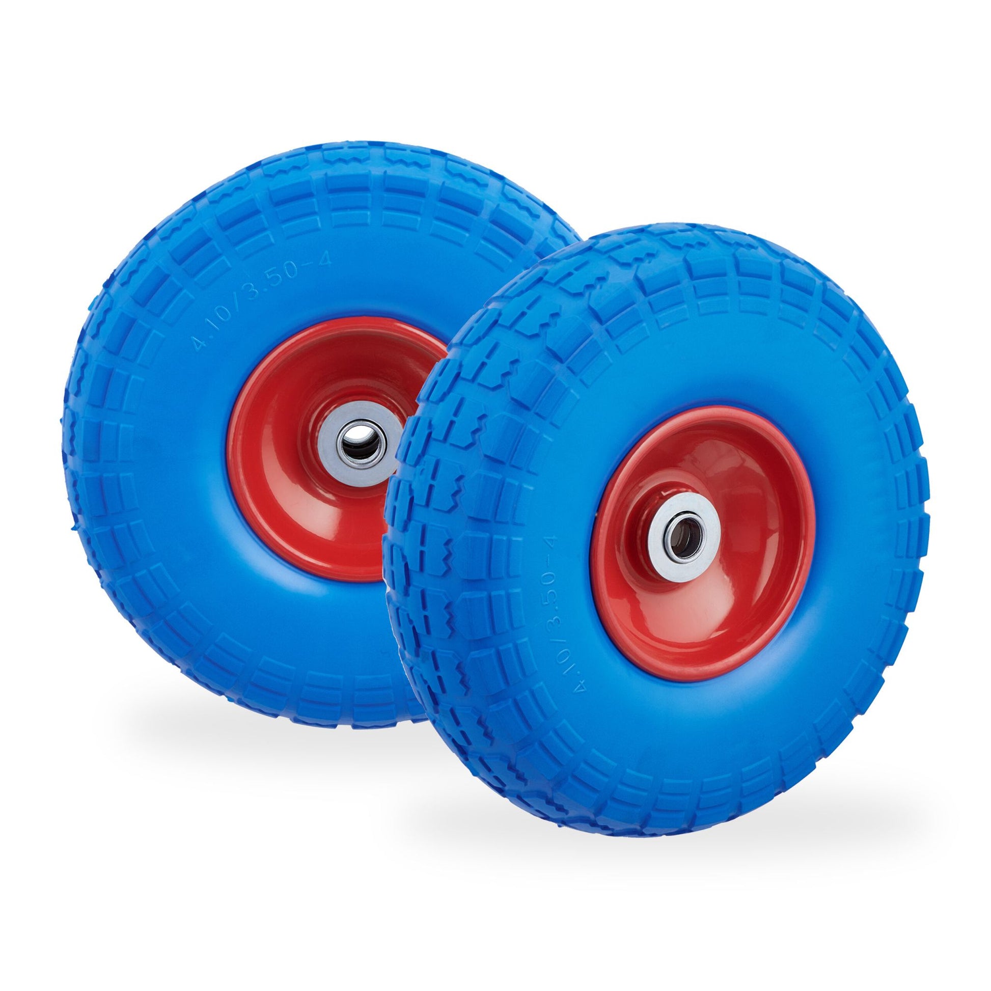 Sackkarrenrad PU 2er-Set Blau-Rot von Relaxdays
