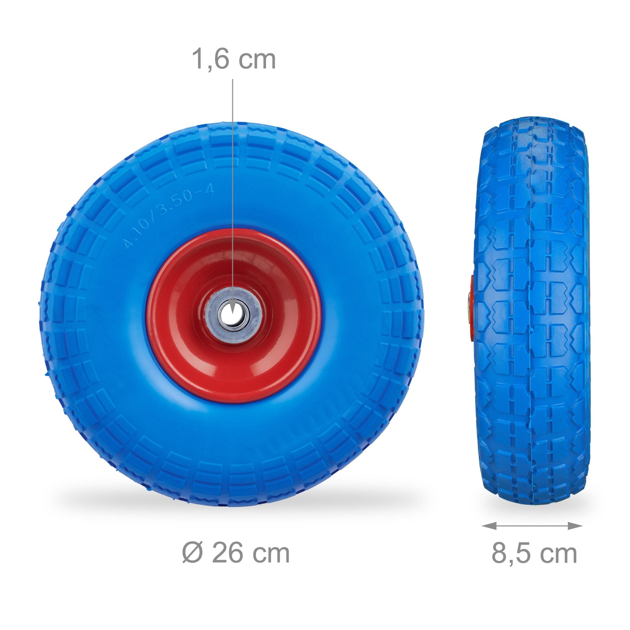 Sackkarrenrad PU 2er-Set Blau-Rot von Relaxdays