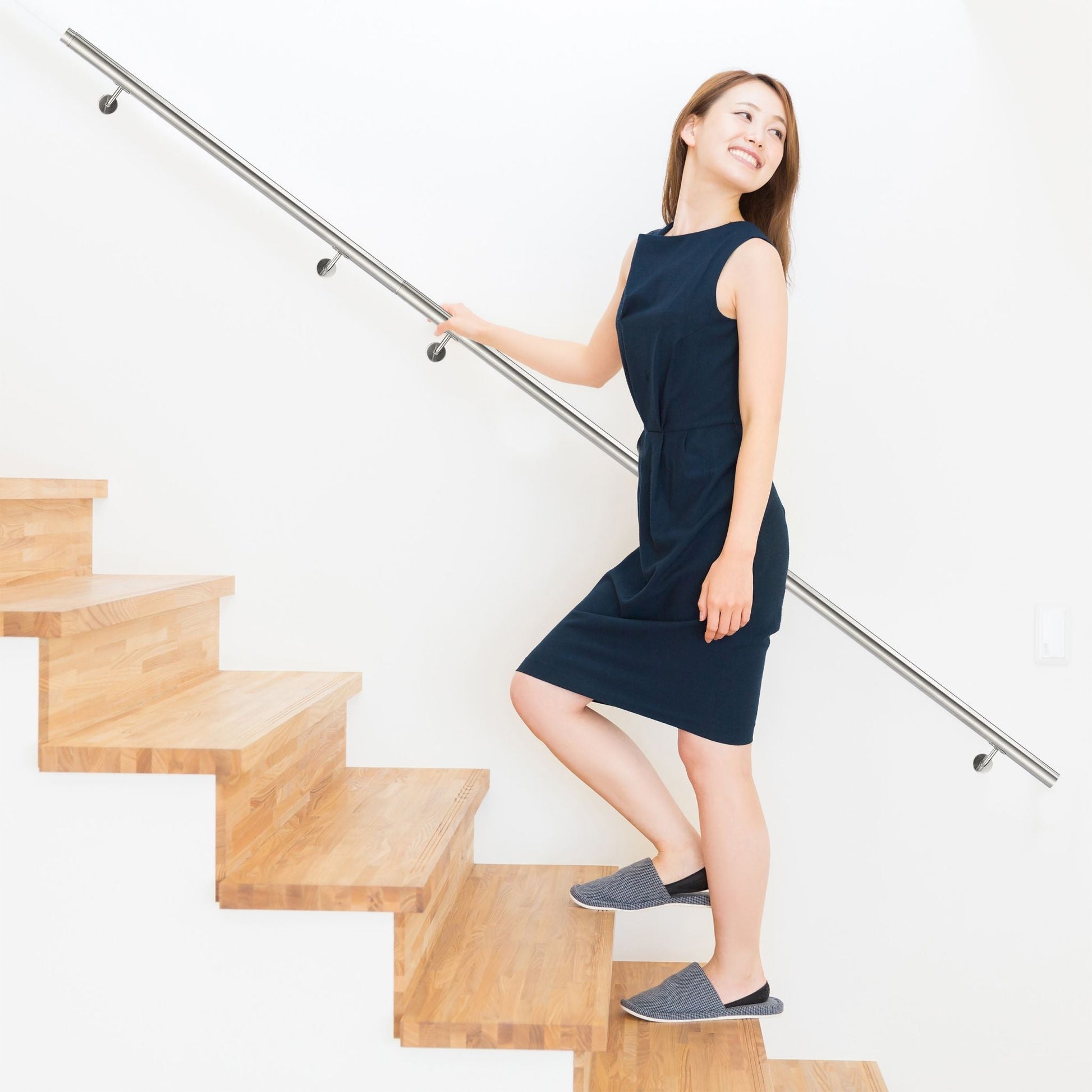 Handlauf 100cm erweiterbar Silber von Relaxdays