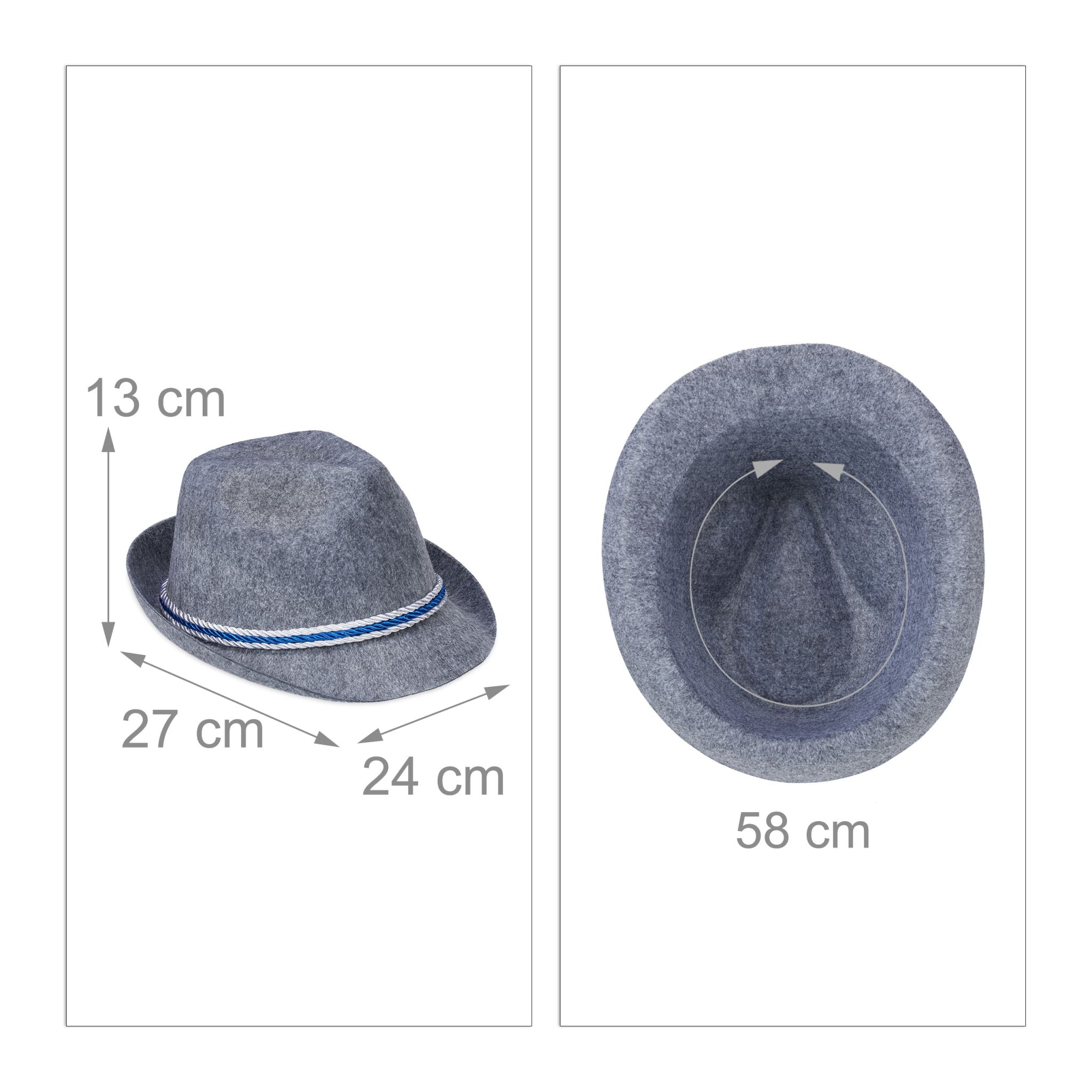 Trachtenhut Bayern 5er-Set Weiss-Blau-Grau von Relaxdays