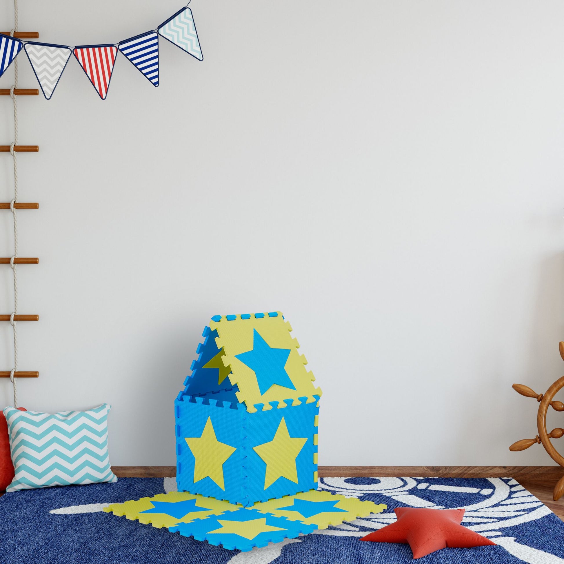 Puzzlematte Sterne Blau-Gelb von Relaxdays