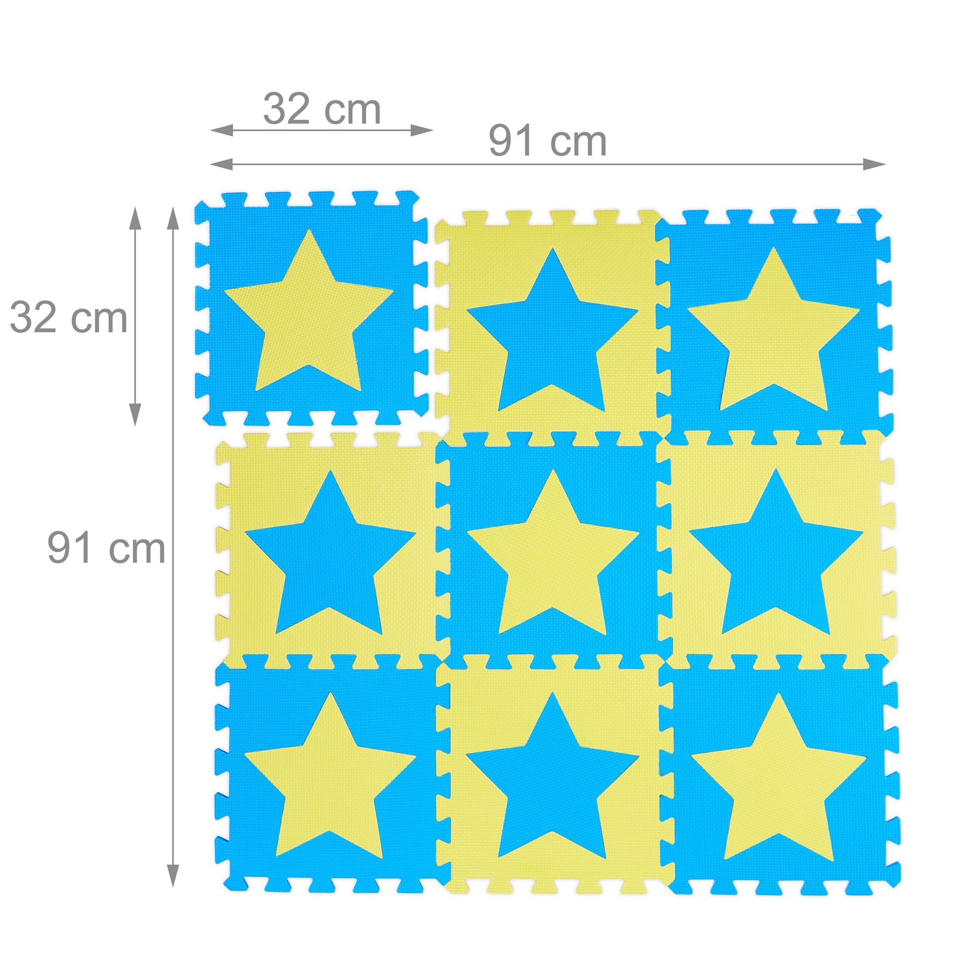 Puzzlematte Sterne Blau-Gelb von Relaxdays