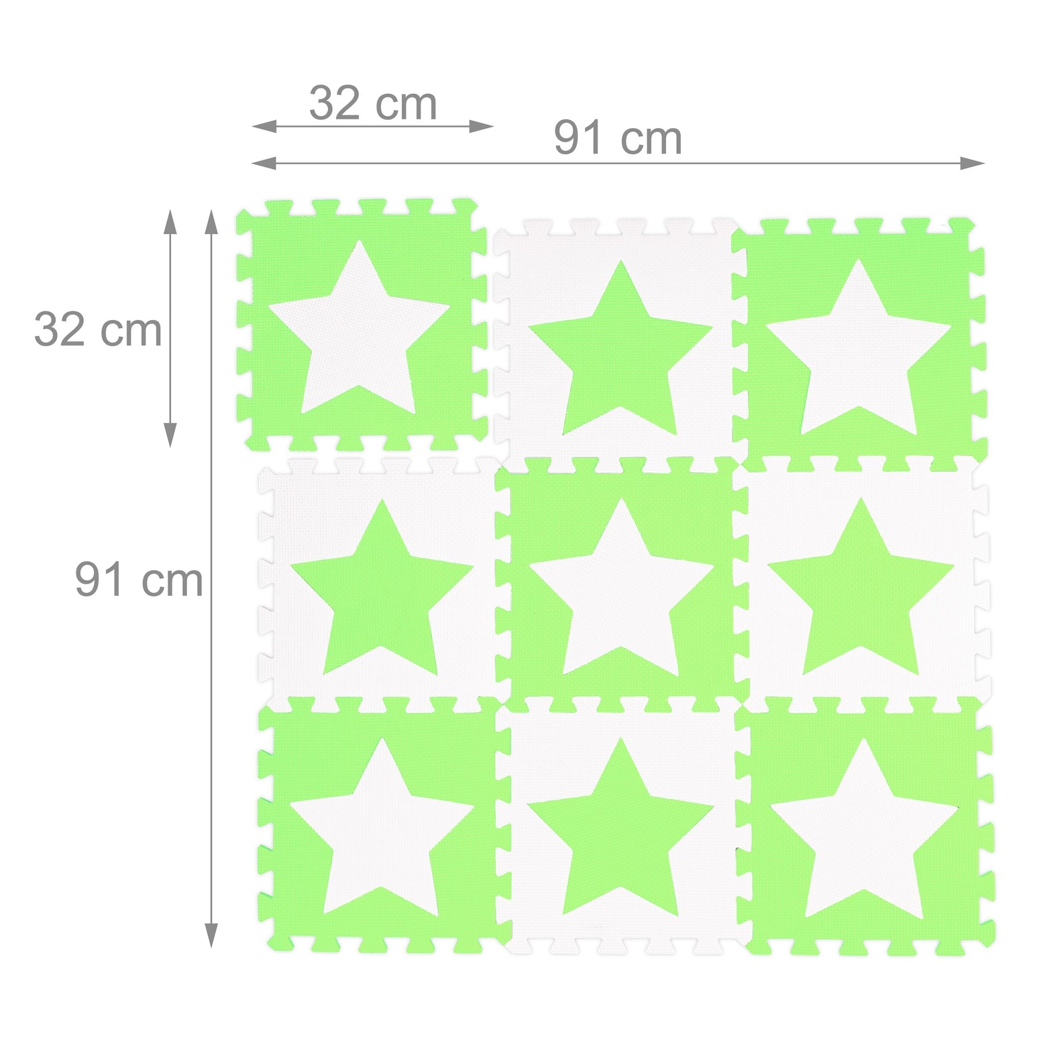 Puzzlematte Sterne Weiss-Grün von Relaxdays