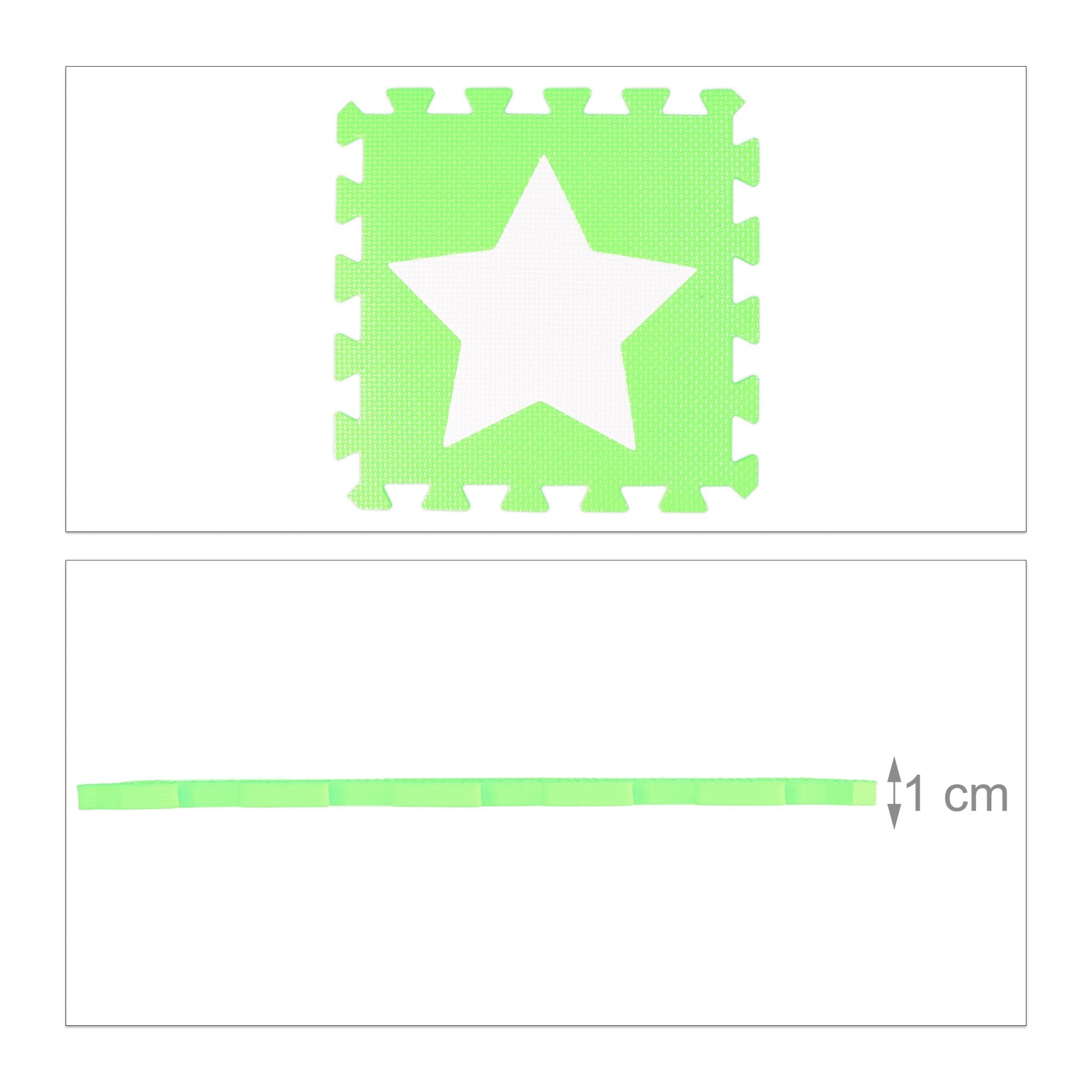 Puzzlematte Sterne Weiss-Grün von Relaxdays