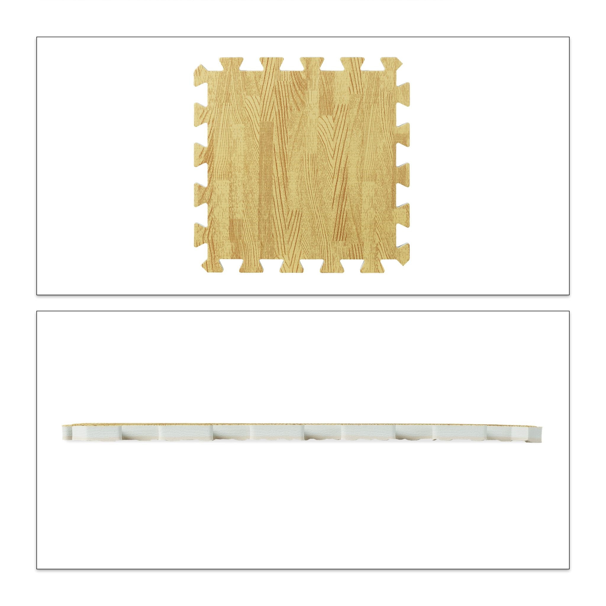 Bodenschutzmatte in Holzoptik 9er-Set Hellbraun von Relaxdays