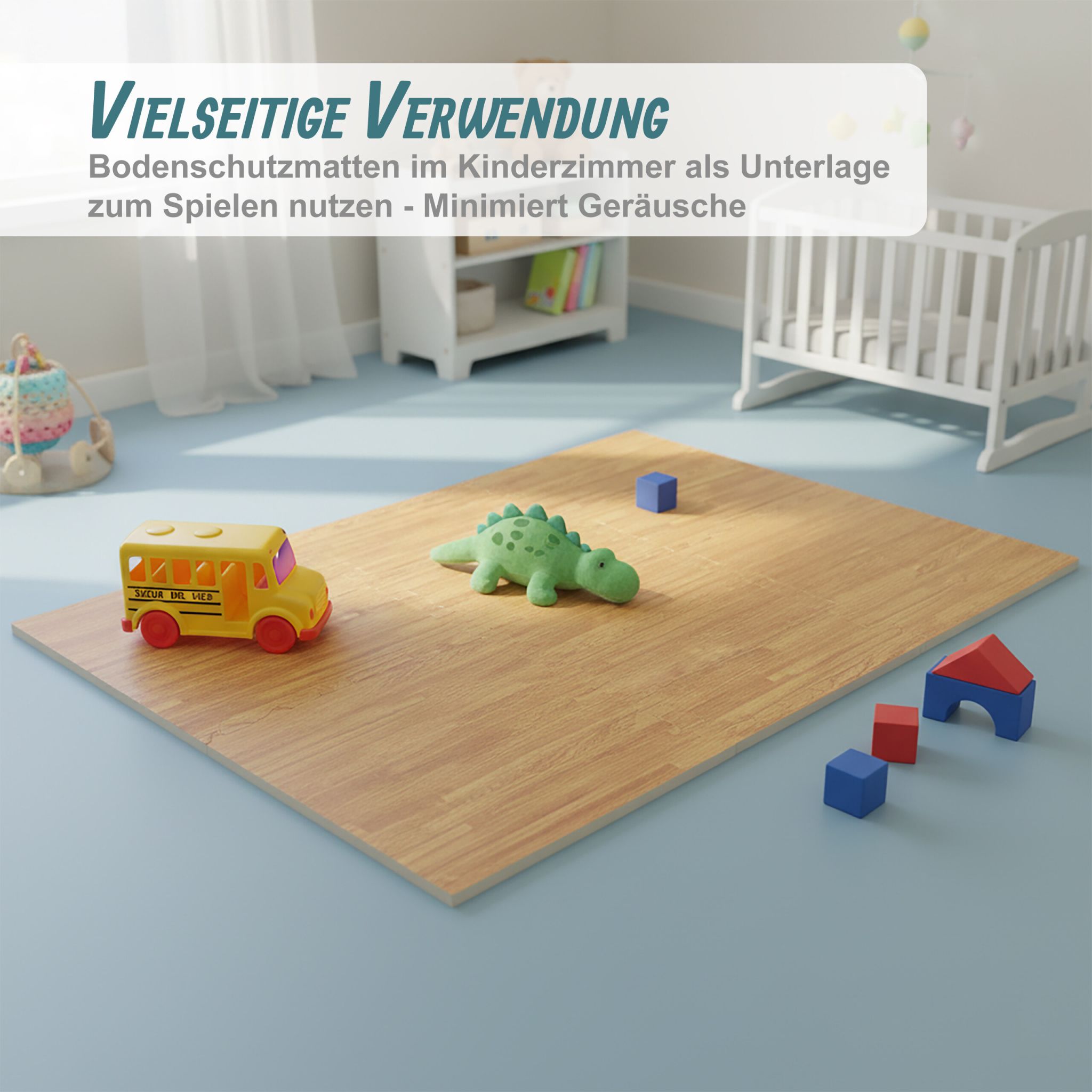 Bodenschutzmatte in Holzoptik 9er-Set Hellbraun von Relaxdays
