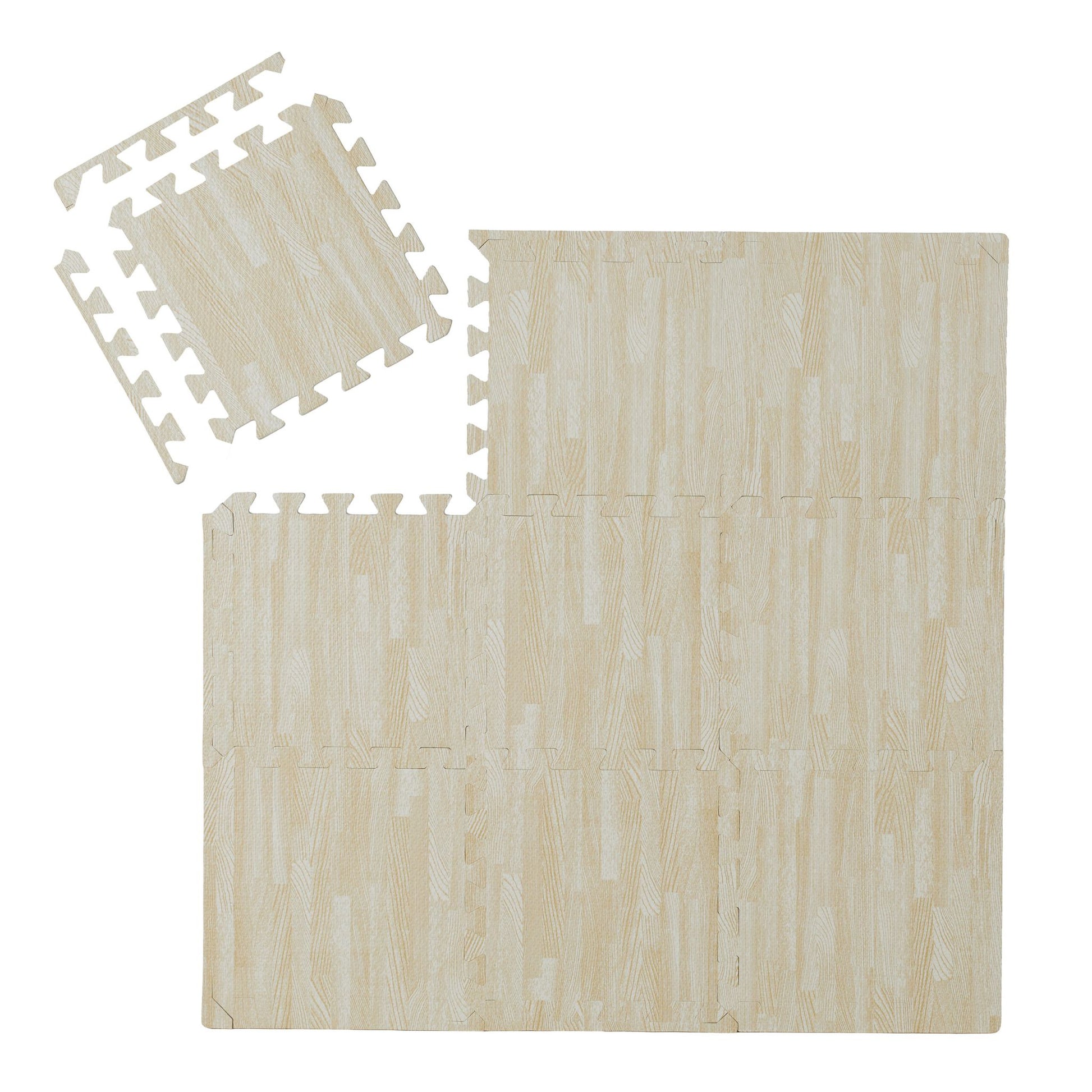 Bodenschutzmatte in Holzoptik 9er-Set Weiss von Relaxdays