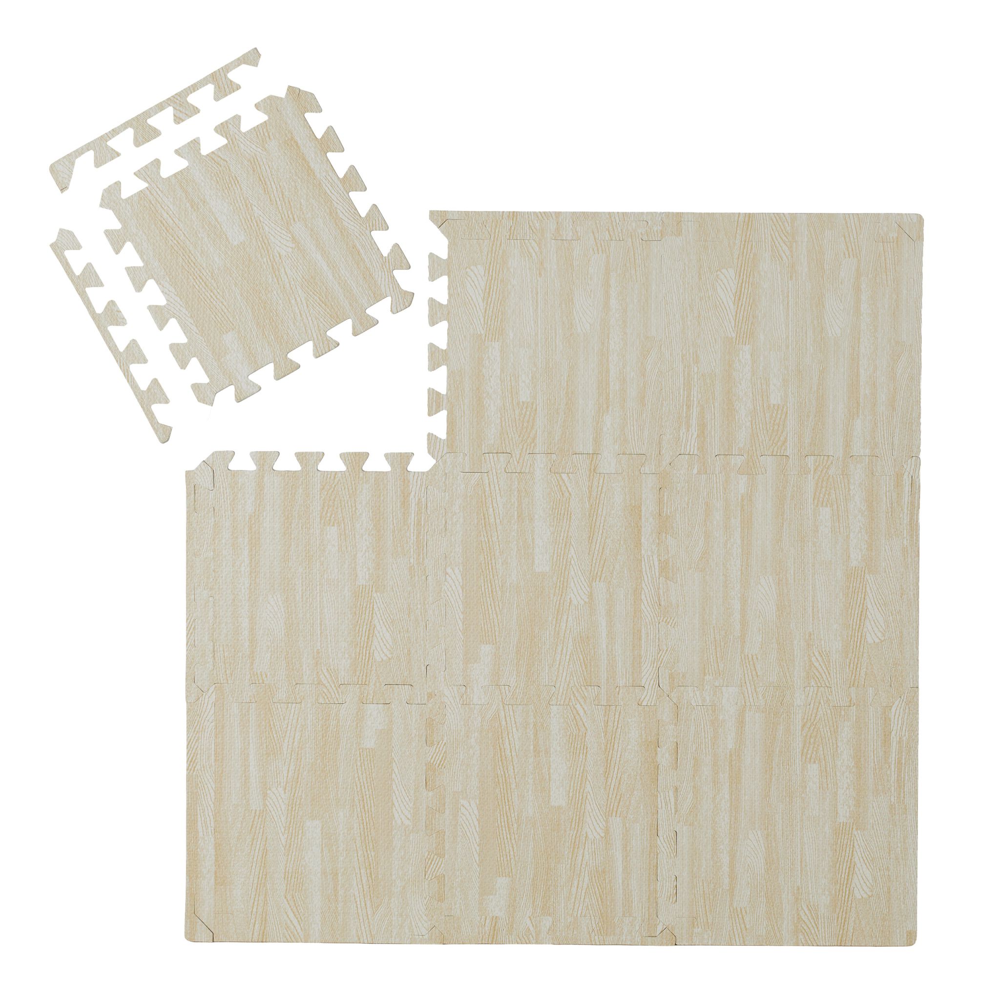 Bodenschutzmatte in Holzoptik 9er-Set Weiss von Relaxdays