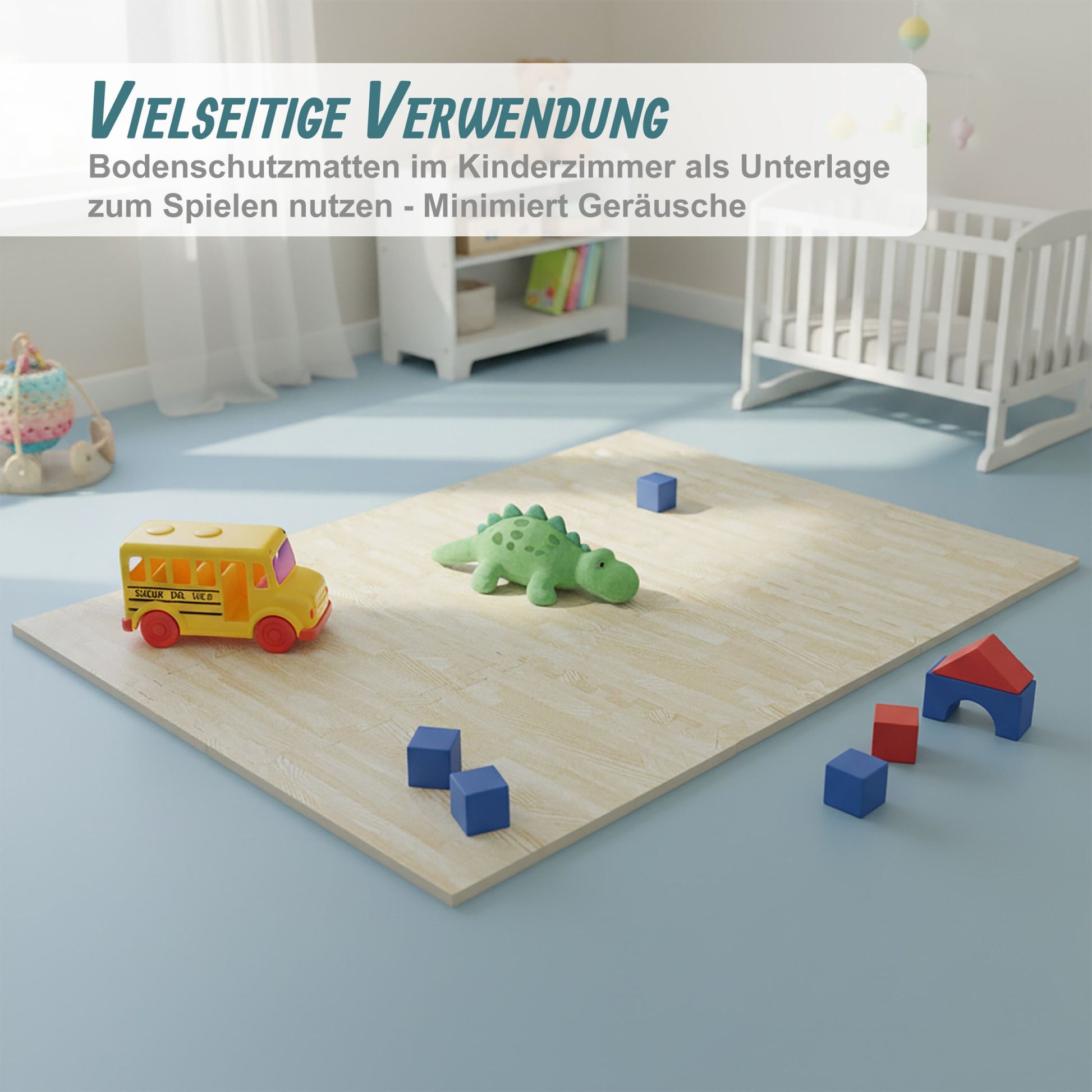 Bodenschutzmatte in Holzoptik 9er-Set Weiss von Relaxdays