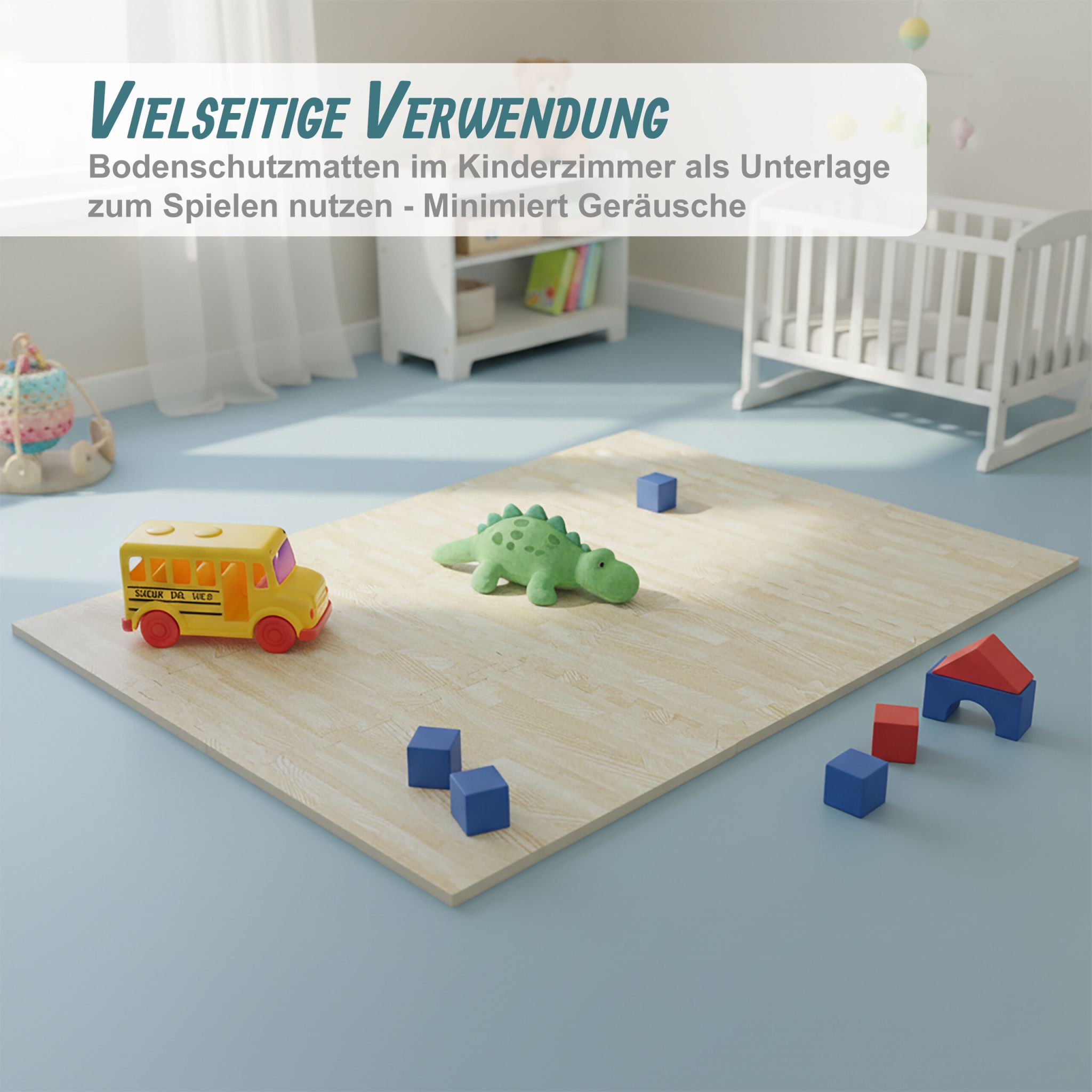 Bodenschutzmatte in Holzoptik 9er-Set Weiss von Relaxdays