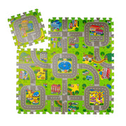 Puzzlematte Strasse mit Tieren Weiss-Grün-Grau von Relaxdays