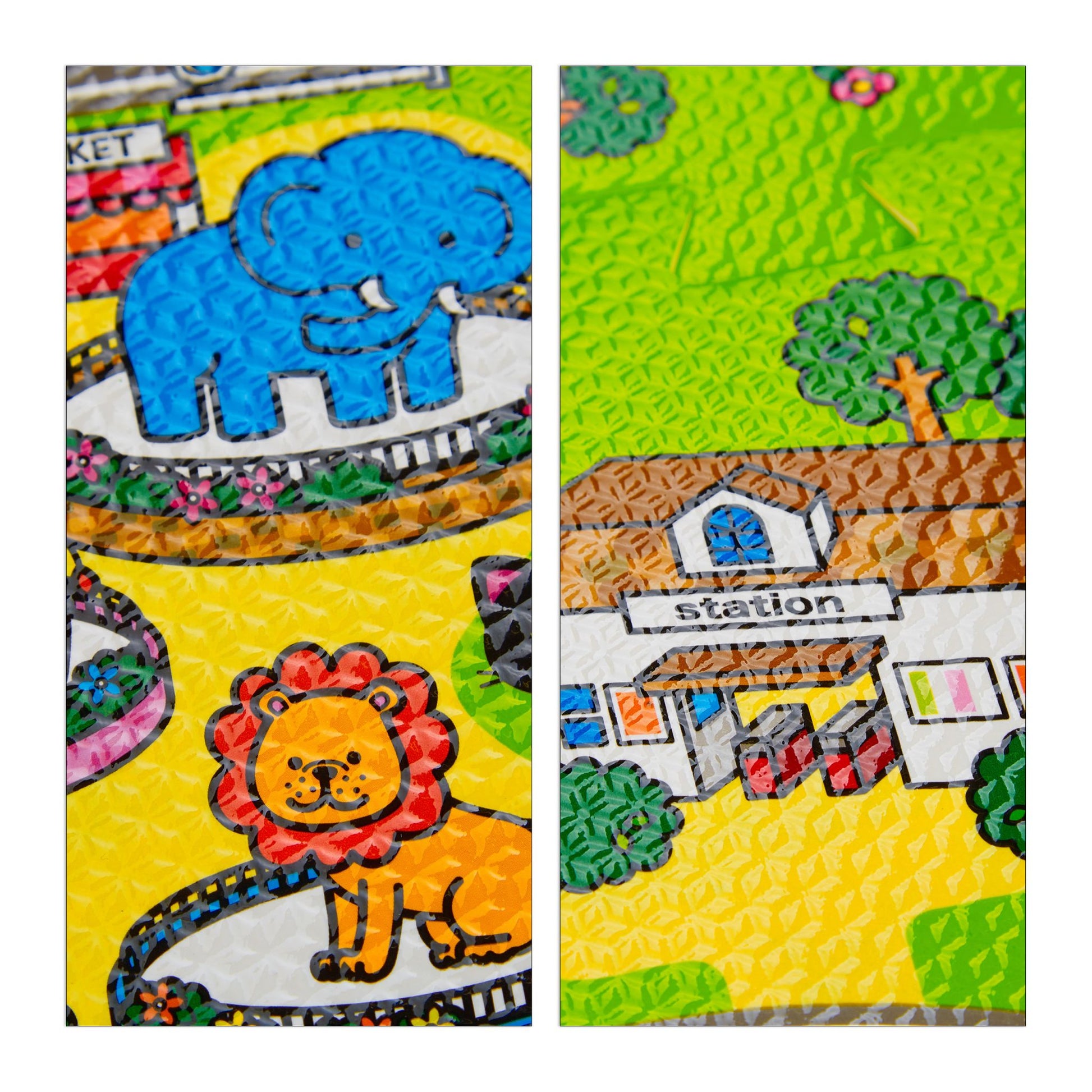 Puzzlematte Strasse mit Tieren Weiss-Grün-Grau von Relaxdays