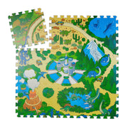 Puzzlematte Dinosaurier Blau-Grün-Hellbraun von Relaxdays
