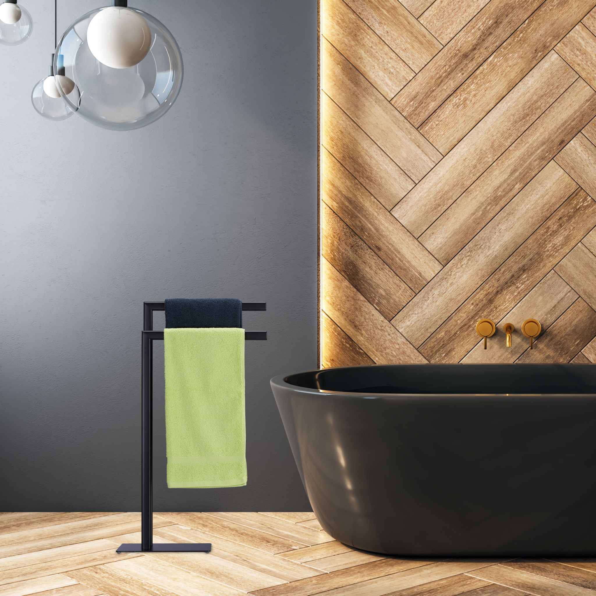 Handtuchständer schwarz Schwarz von Relaxdays