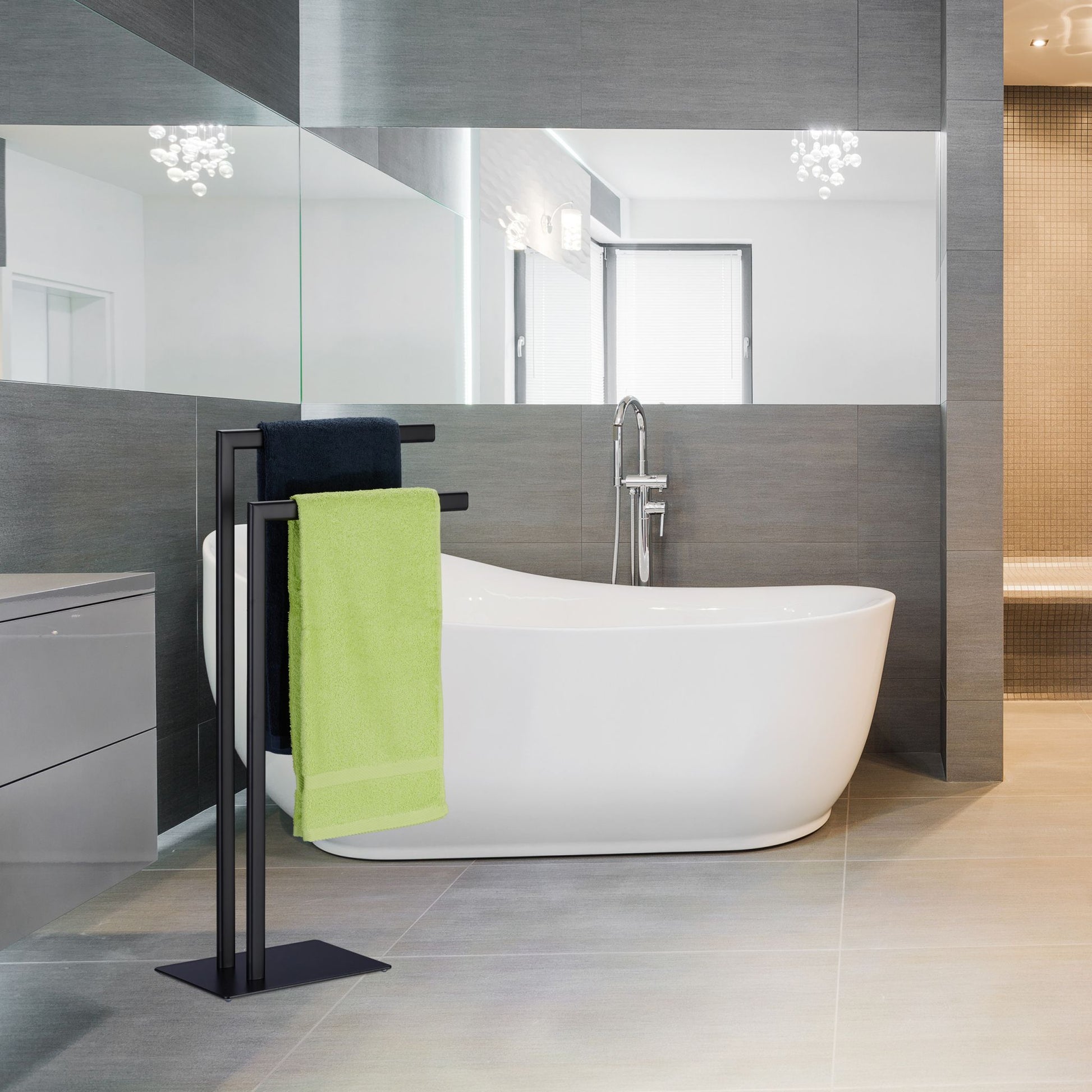 Handtuchständer schwarz Schwarz von Relaxdays