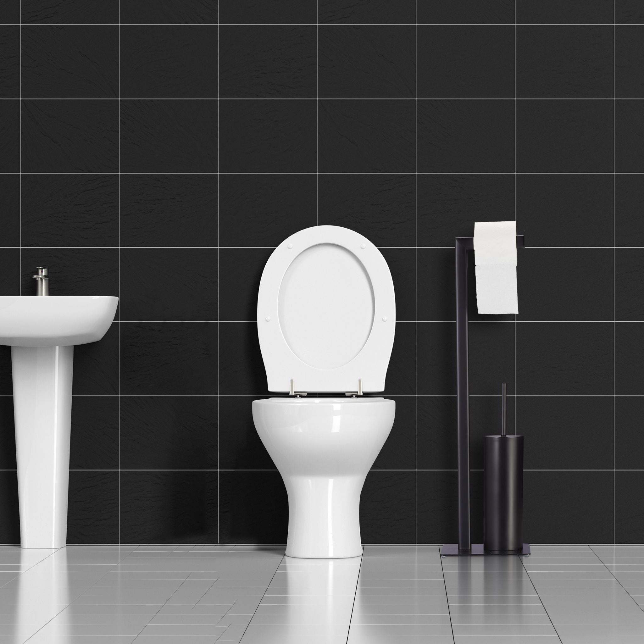 WC Garnitur in Matt-Schwarz Schwarz