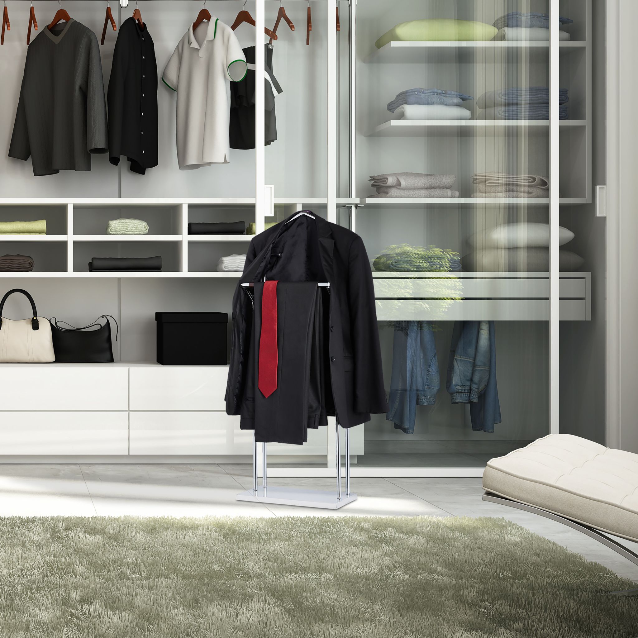 Herrendiener Metall Dunkelbraun-Silber von Relaxdays