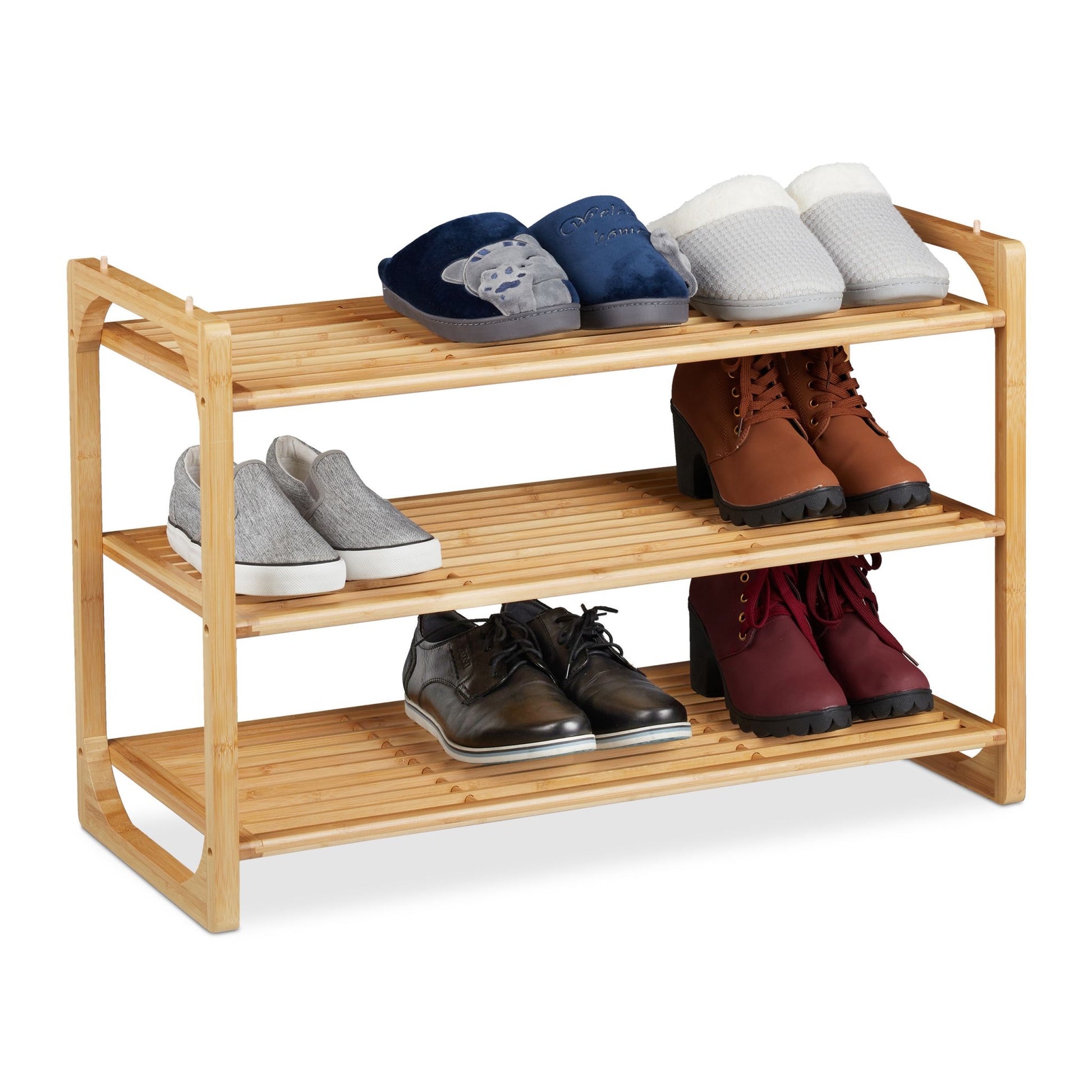 Schuhregal Bambus stapelbar Hellbraun von Relaxdays