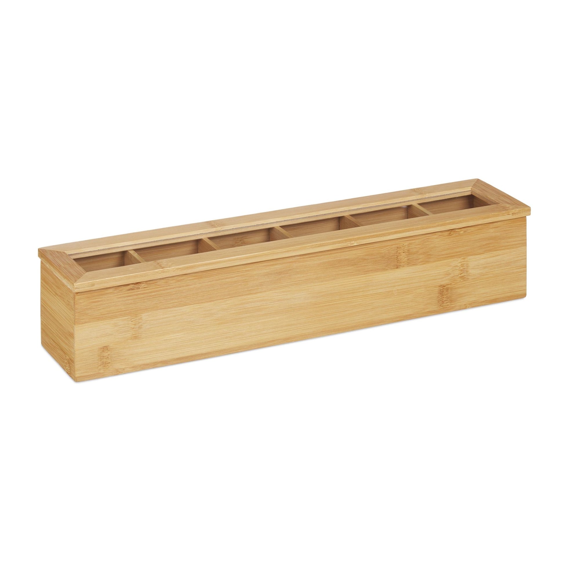 Teebox 6 Fächer Bambus Hellbraun von Relaxdays