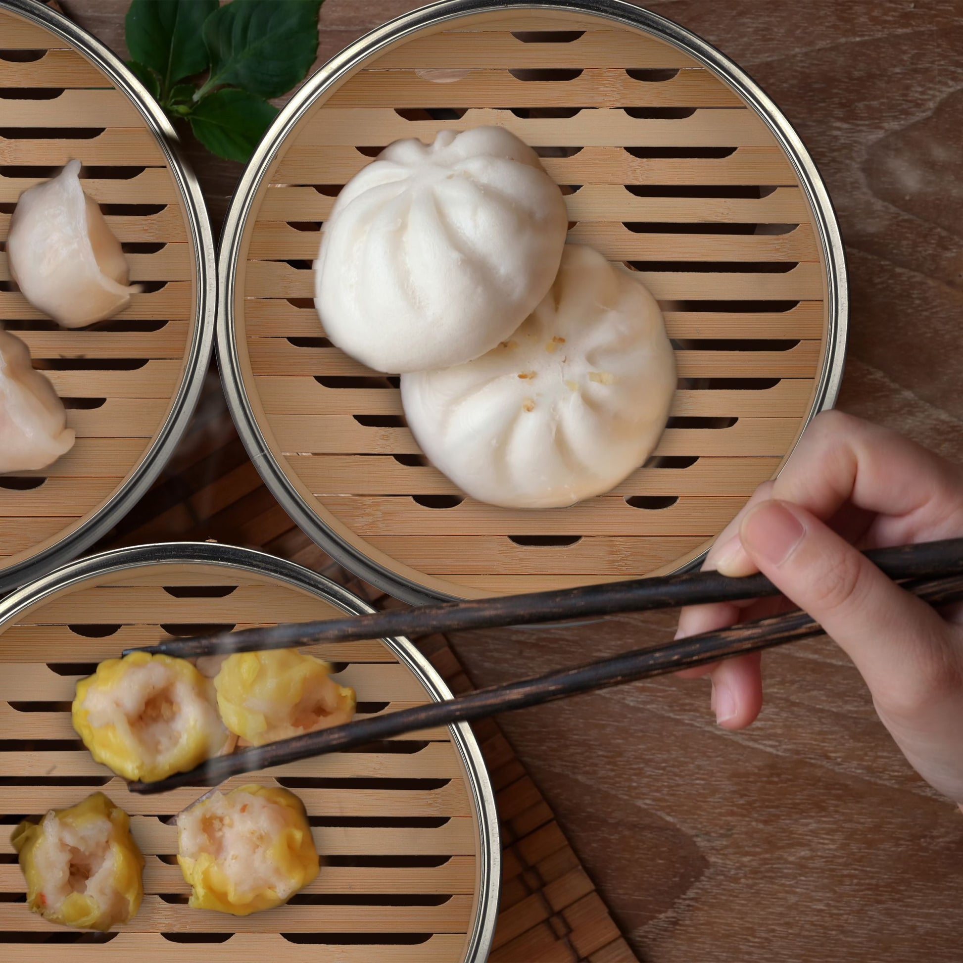 Bambus Dampfgarer 2 Etagen Hellbraun-Silber von Relaxdays