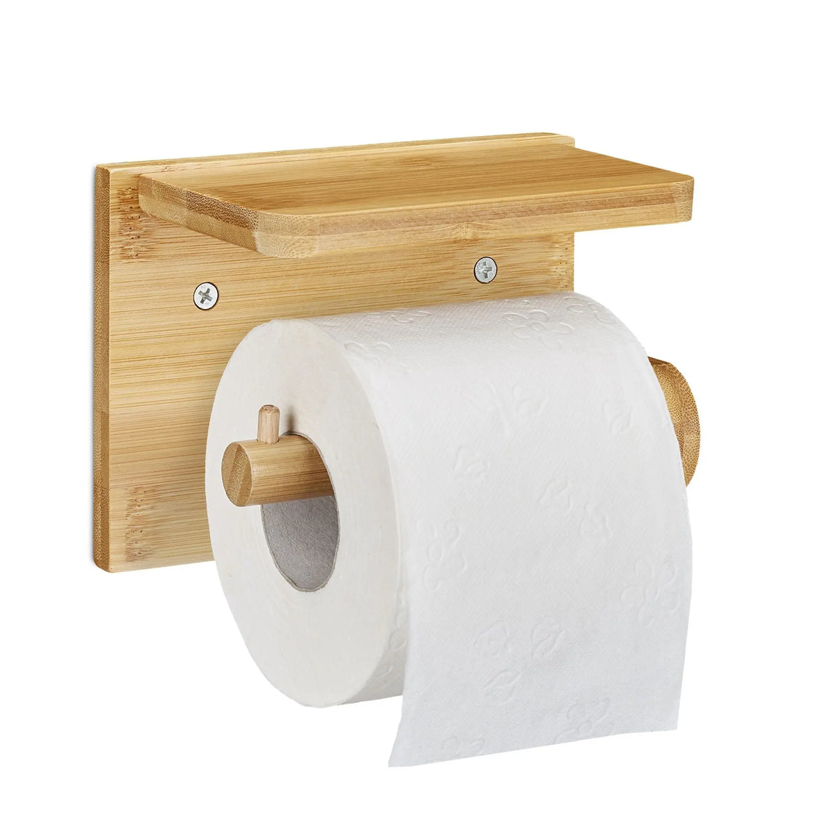 Toilettenpapierhalter mit Ablage Hellbraun von Relaxdays