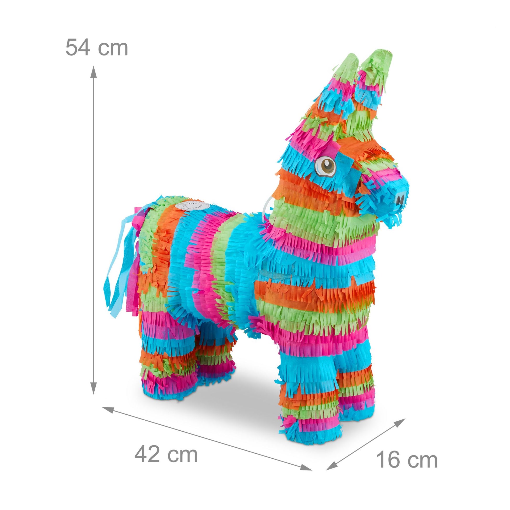 Pinata Esel bunt Grün-Hellblau-Pink von Relaxdays